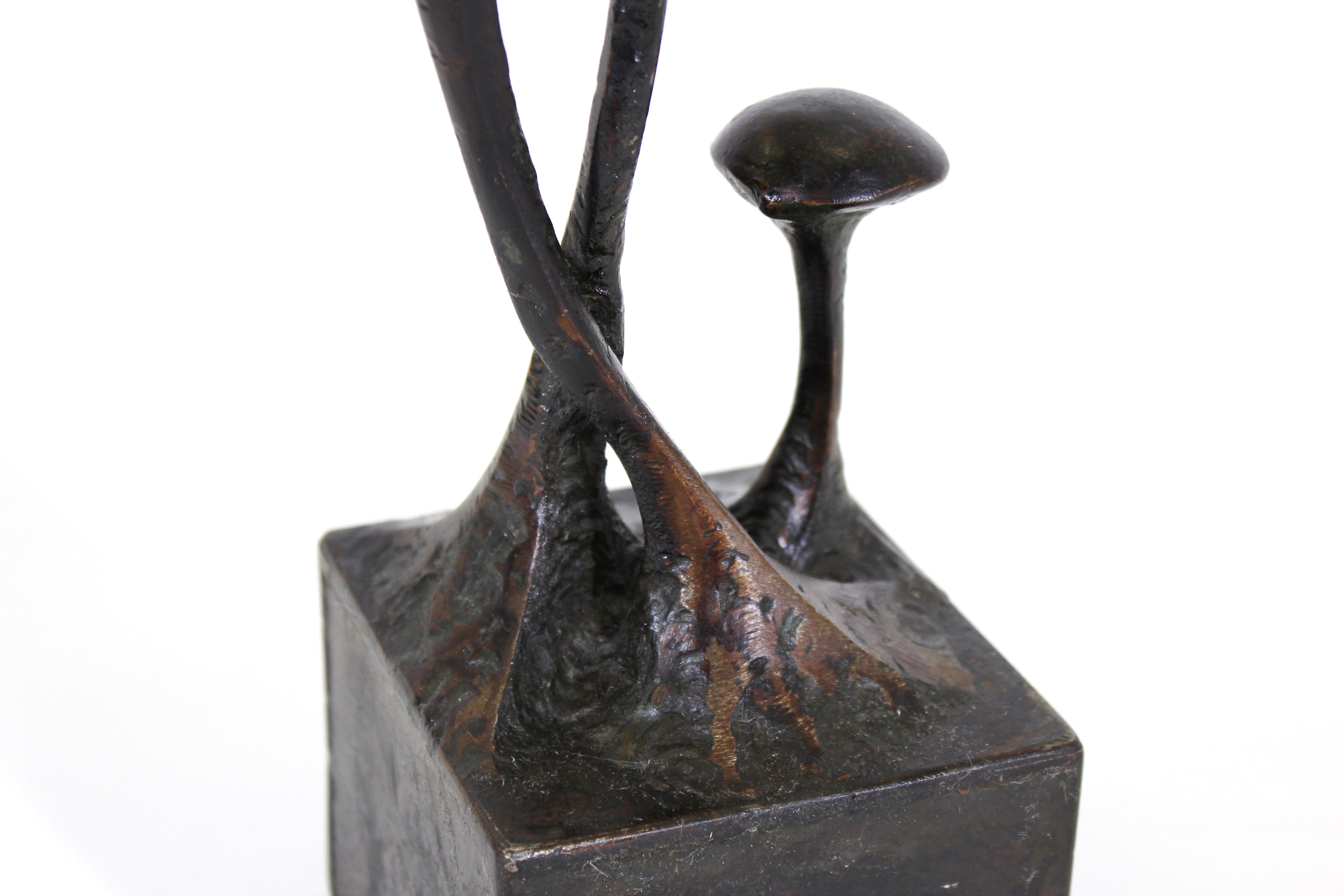 Late 20th Century Surrealist Alien Plant Sculpture in Welded Bronze