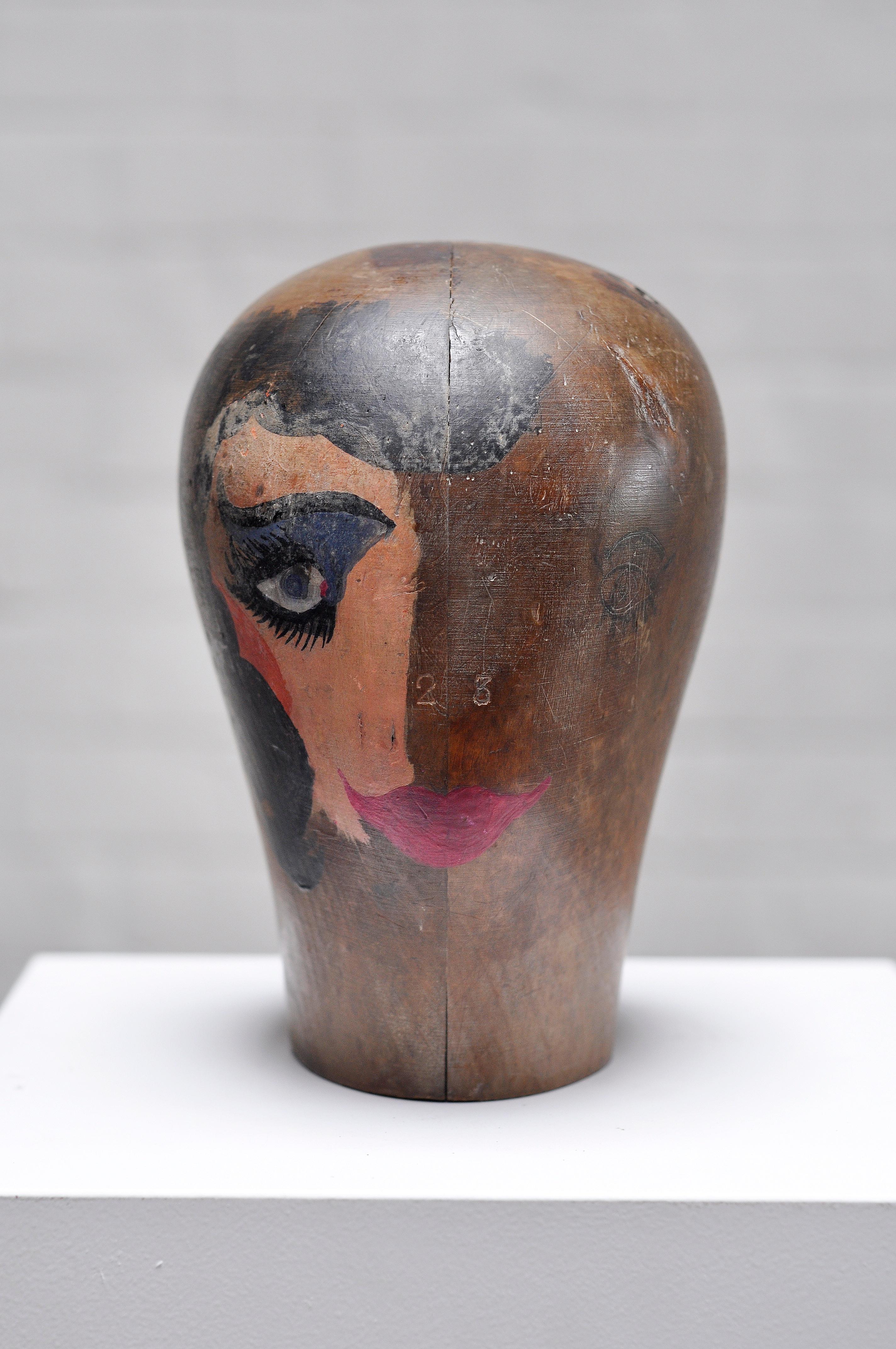 European Surrealist Bauhaus Wooden Head Sculpture, 1920's For Sale