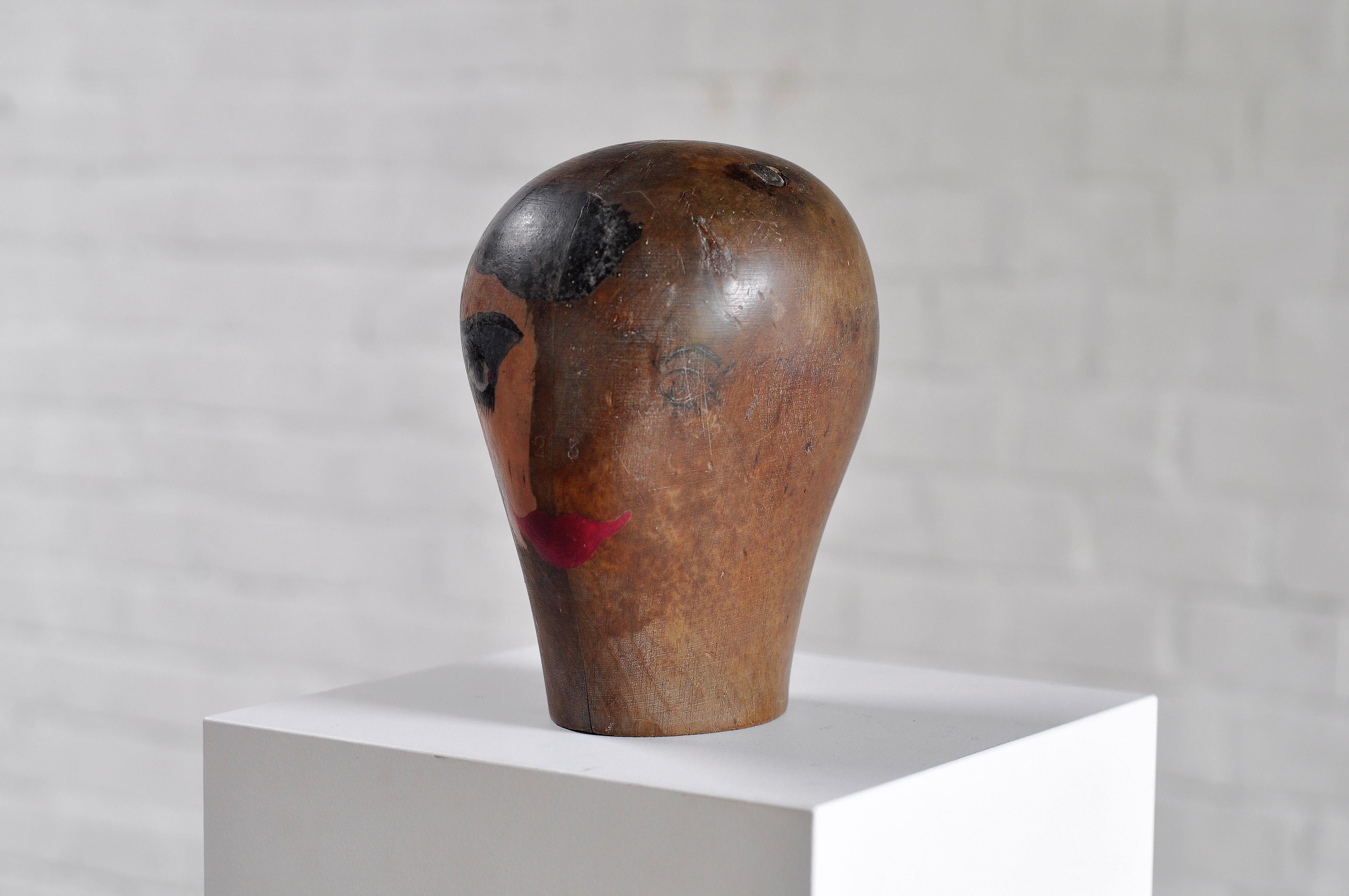 Early 20th Century Surrealist Bauhaus Wooden Head Sculpture, 1920's For Sale