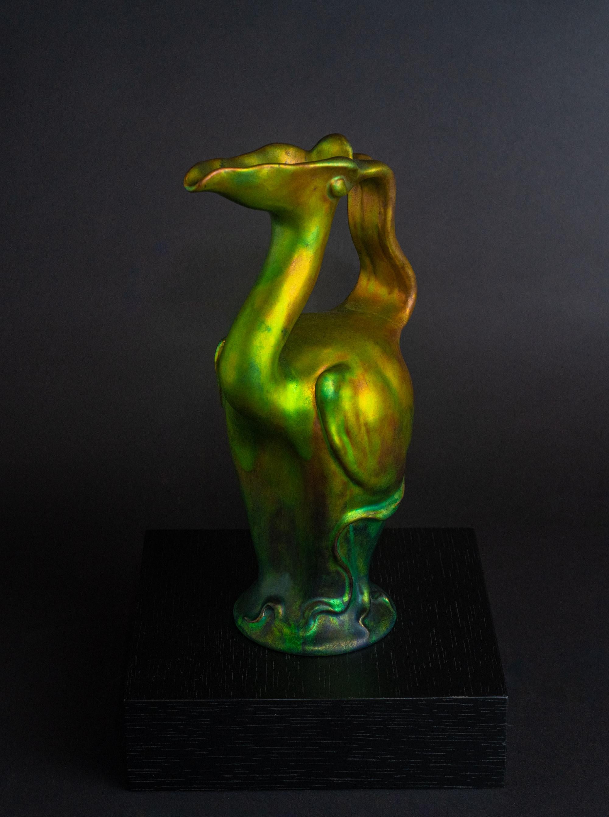 Hungarian Surrealist Art Nouveau Bird Ewer by Sándor Apáti-Abt for Zsolnay For Sale