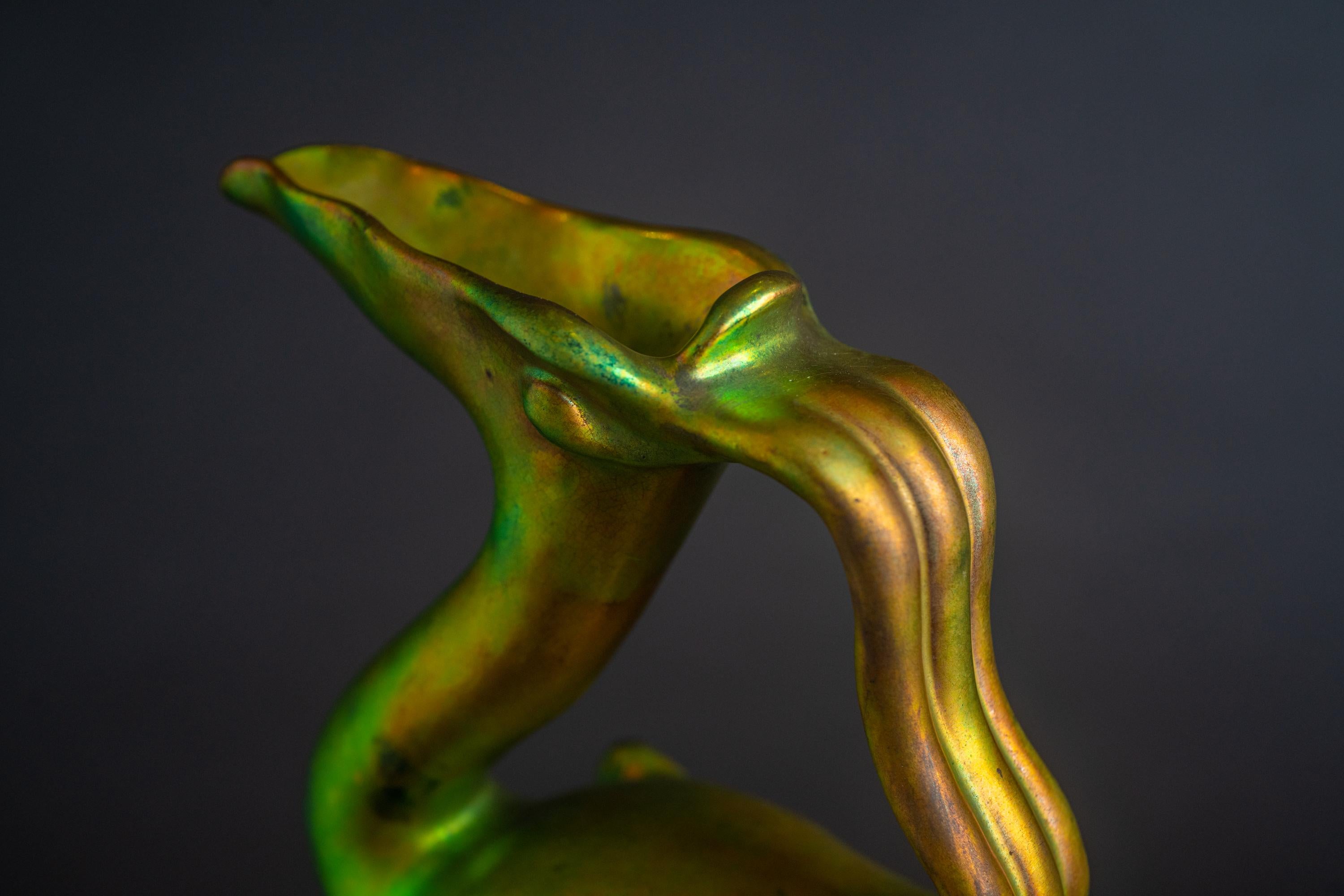 Surrealist Art Nouveau Bird Ewer by Sándor Apáti-Abt for Zsolnay In Good Condition For Sale In Chicago, US
