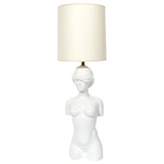 Surrealist Blindfolded Nude Female Italian Ceramic Lamp