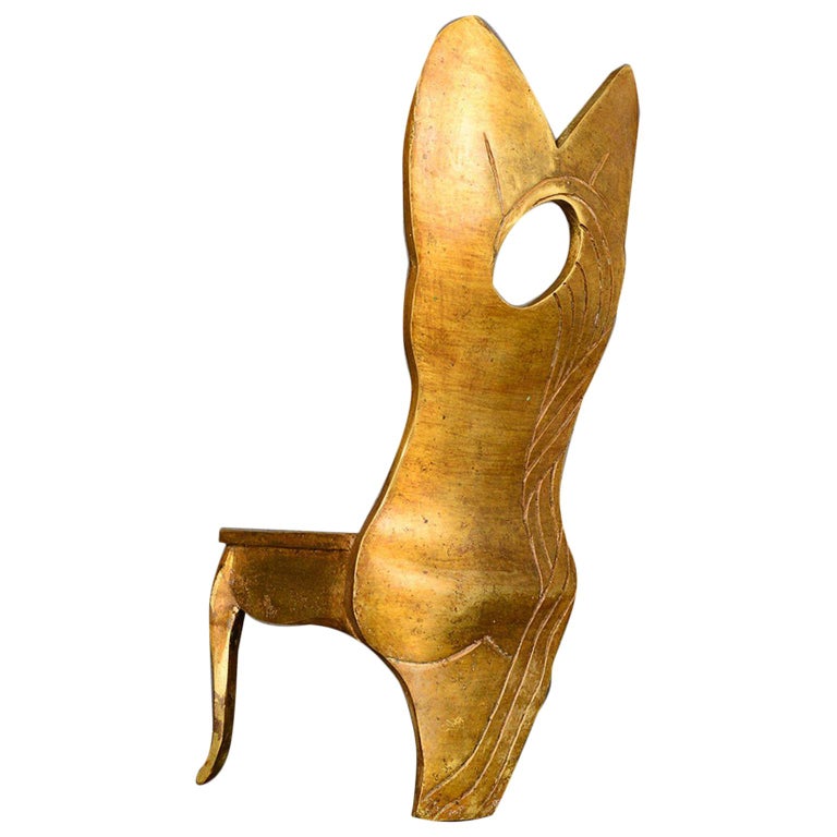 Sensuous Sculpture Brass Chair Female Form 1970s Modern Surrealism For ...
