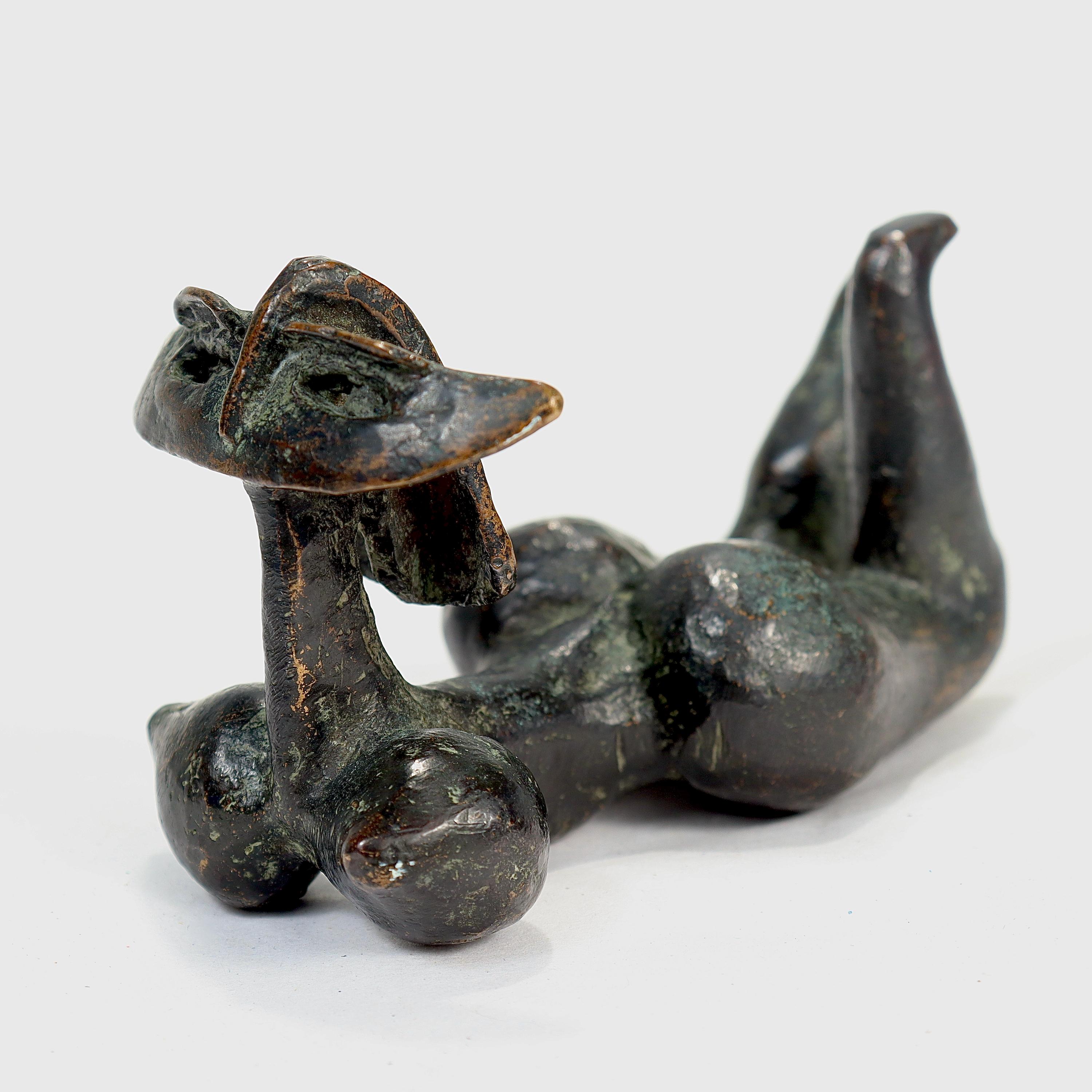 A very fine Surrealist cabinet-sized bronze sculpture.

In the form of a stylized reclining nude female.

Signed to the underside for G. Silva (the South American sculptor, Guillermo Silva). Columbian, (1921 - 2007).

Simply a great bronze