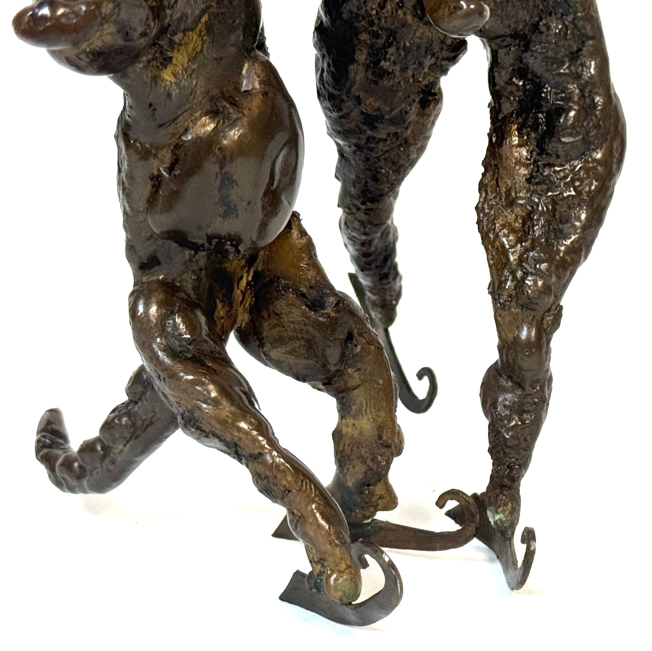 20th Century Surrealist Bronze Sculpture of a Woman and Alligator on Skates For Sale