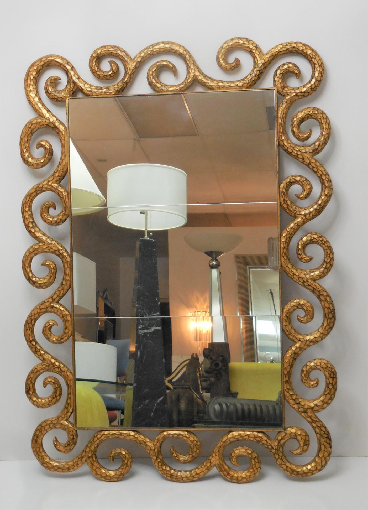 Late 20th Century Surrealist Carve Wood and Gilt Mirror