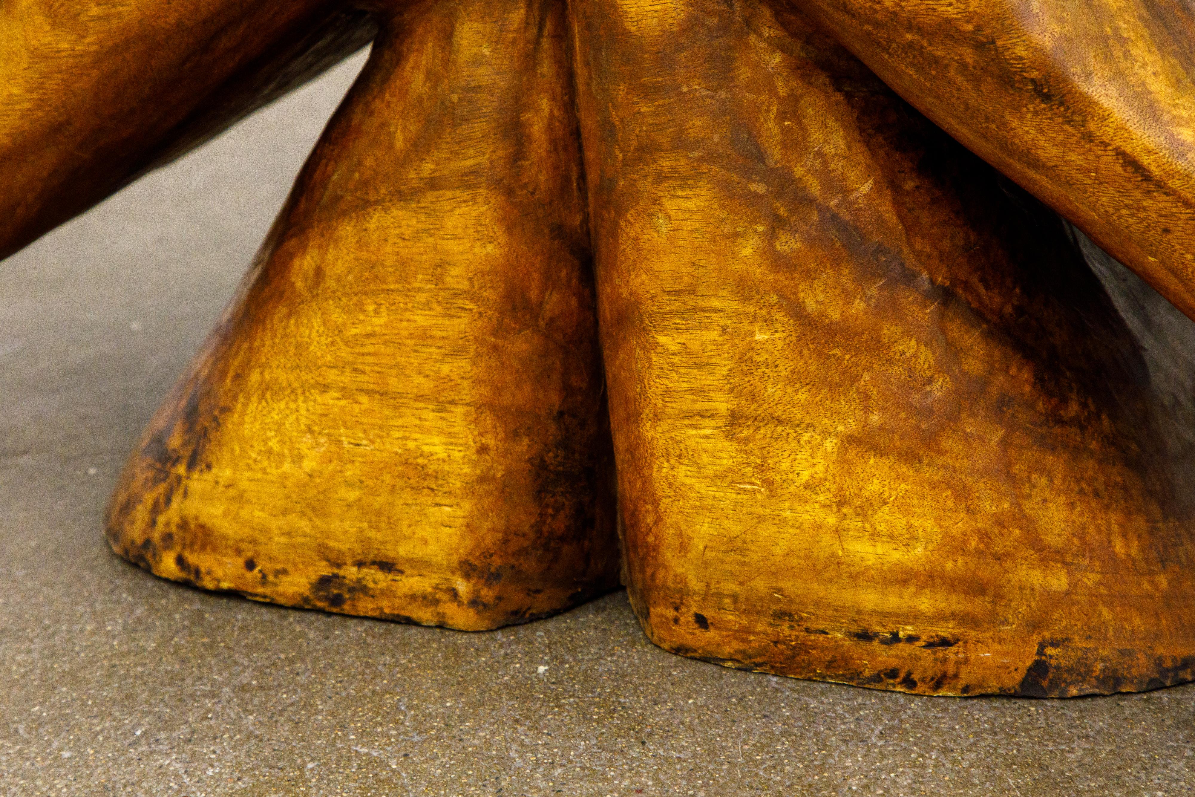 Surrealist Carved Wood Double Hands Coffee Table, circa 1970s 3