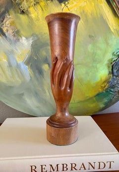 Surrealist Koa Wood Vase by Len Brown, Hand-Carved, 1940s, 14.25\"