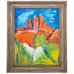 "Castle Rock" Pintura al óleo surrealista de Malcolm Schvey