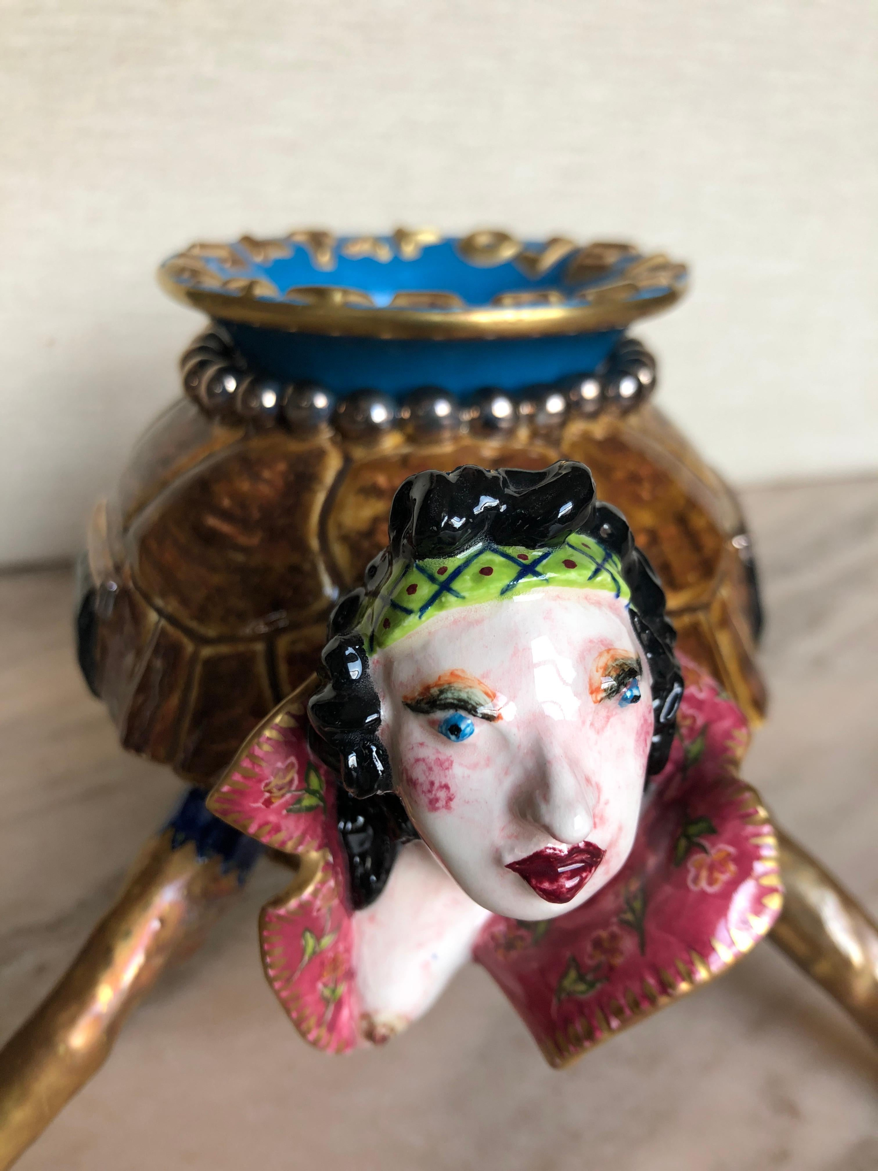 Surrealist Ceramic Box by Garouste and Bonetti For Sale 2