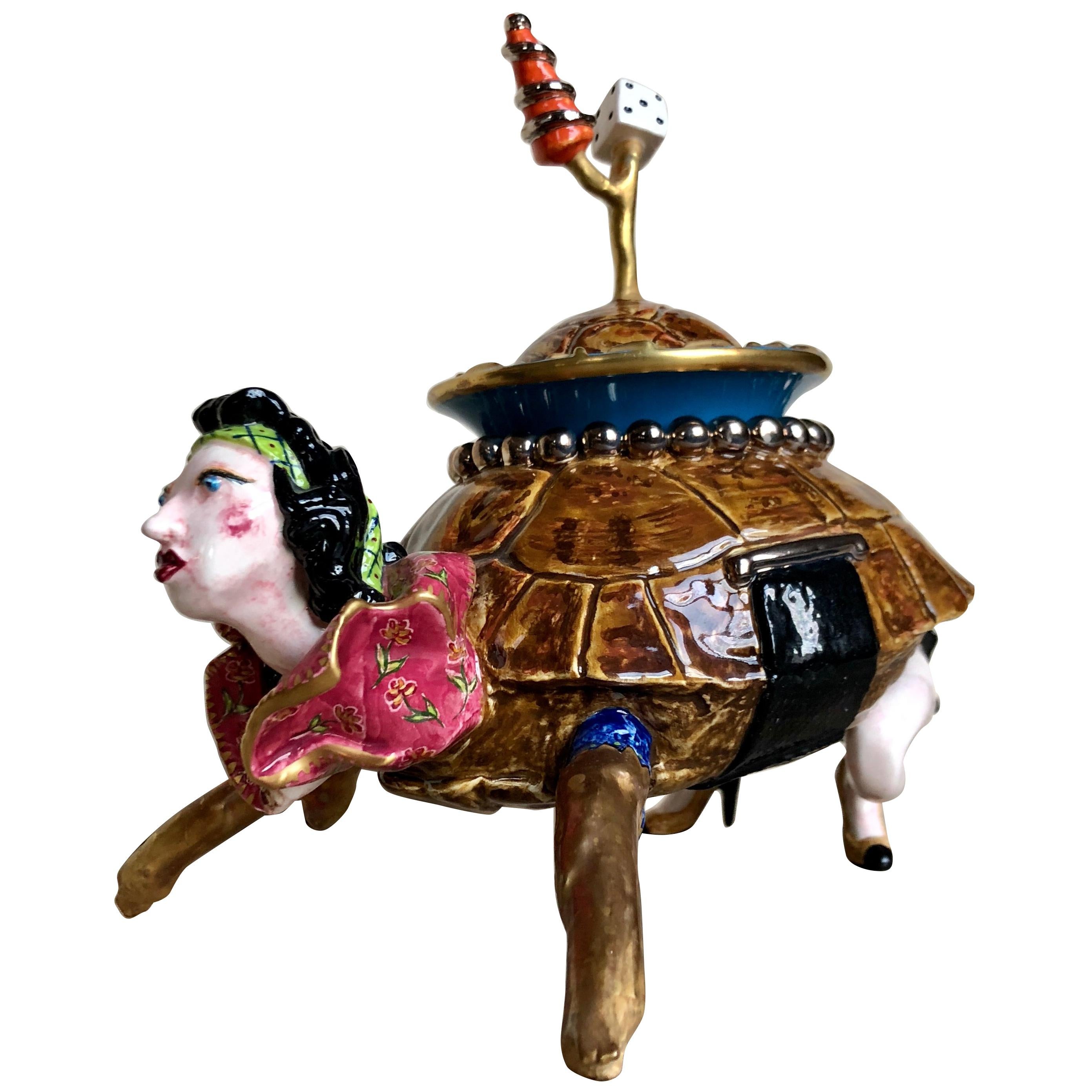 Surrealist Ceramic Box by Garouste and Bonetti For Sale