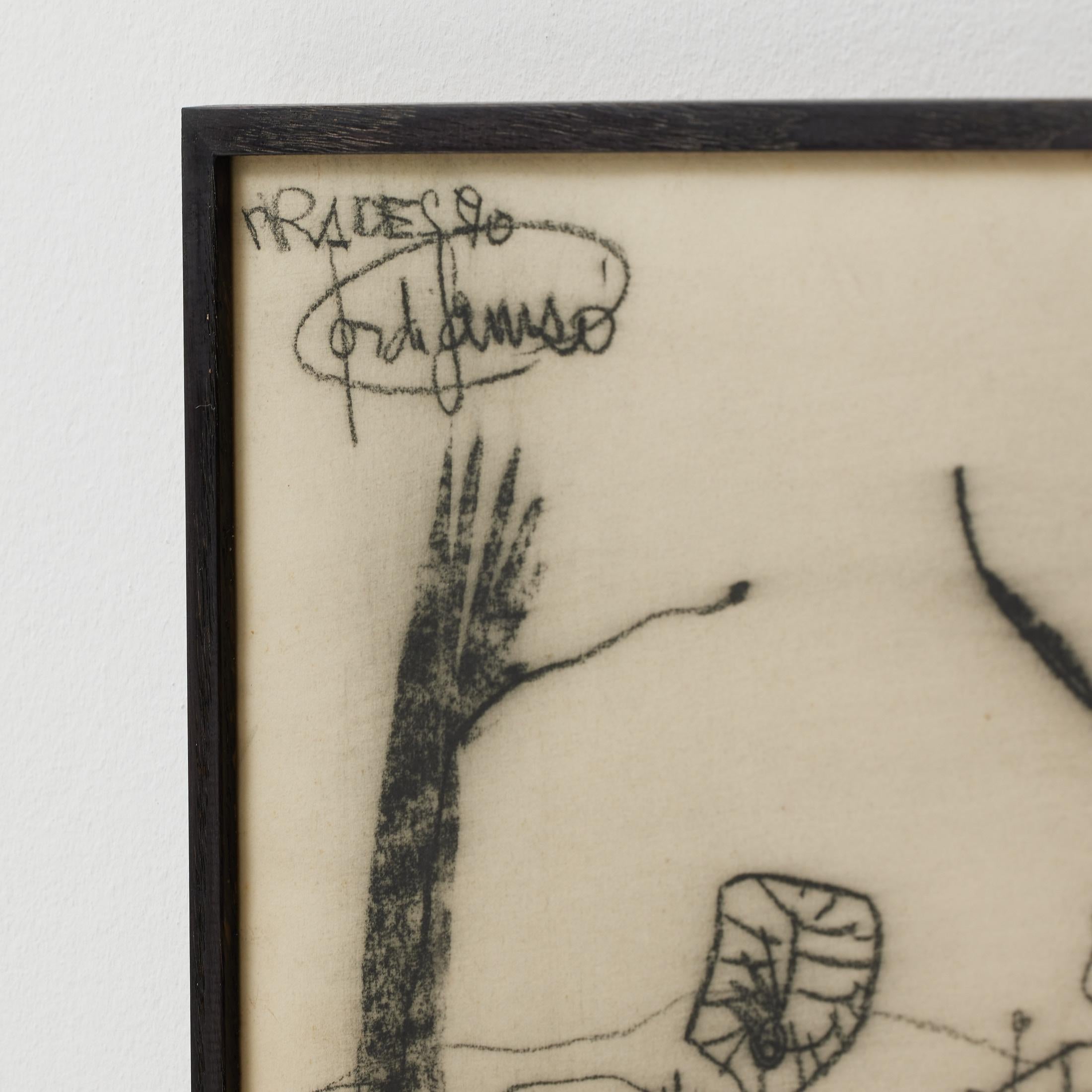 Surrealistische Zeichnung in schwarzer Kohle von Jordi Samsó - signiert & gerahmt im Angebot 6