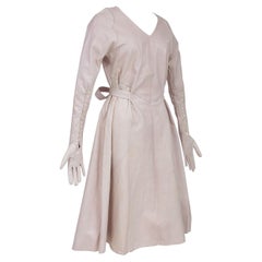 Vintage Surrealist Dress In Pink Leather And Integrated Gloves - France Circa 1970/1980