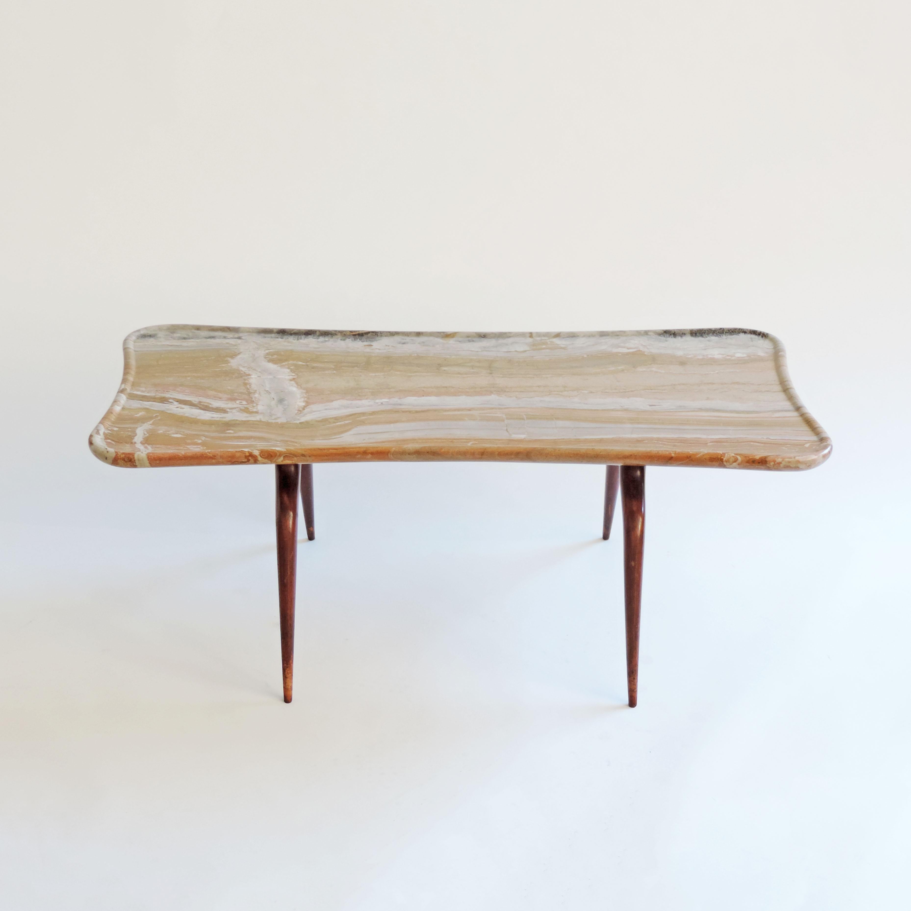 Surrealist Fabrizio Clerici Coffee Table in Wood and Marble, Italy, 1940s For Sale 4