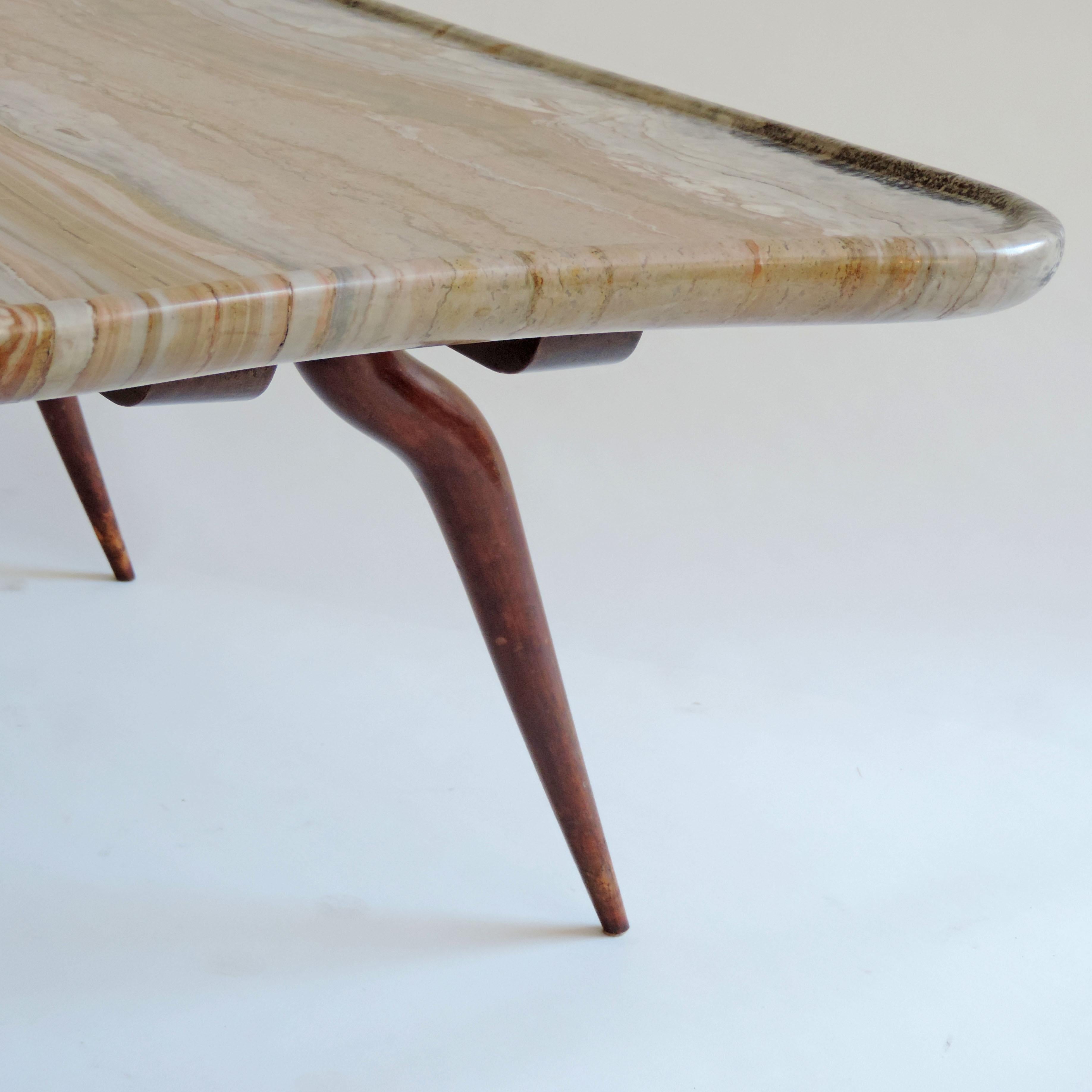 Surrealist Fabrizio Clerici Coffee Table in Wood and Marble, Italy, 1940s In Good Condition For Sale In Milan, IT
