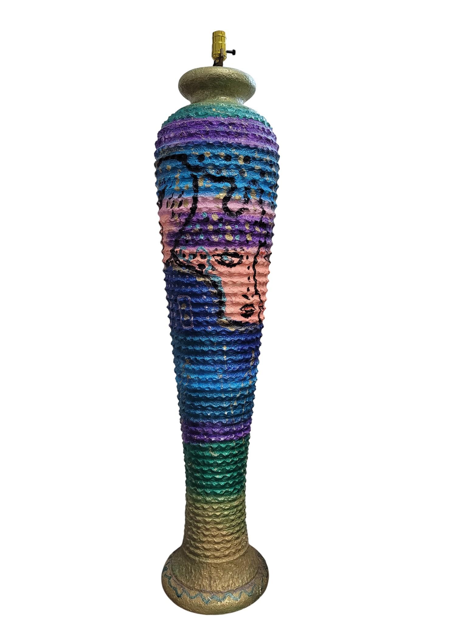 Hand-Painted Surrealist Floor Lamp For Sale