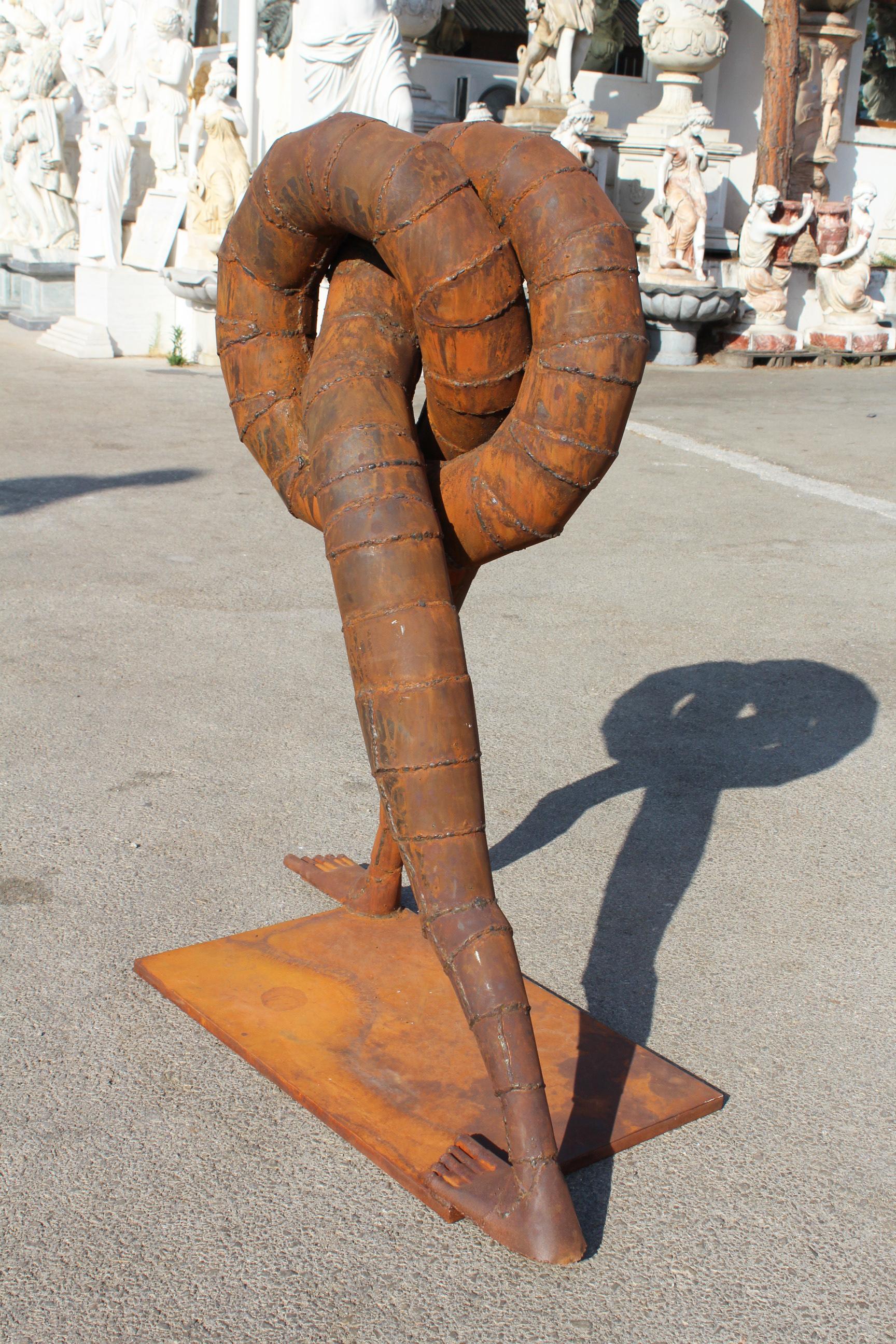 Surrealist Iron Sculpture Where Intertwined Legs Form the Body In Good Condition In Marbella, ES