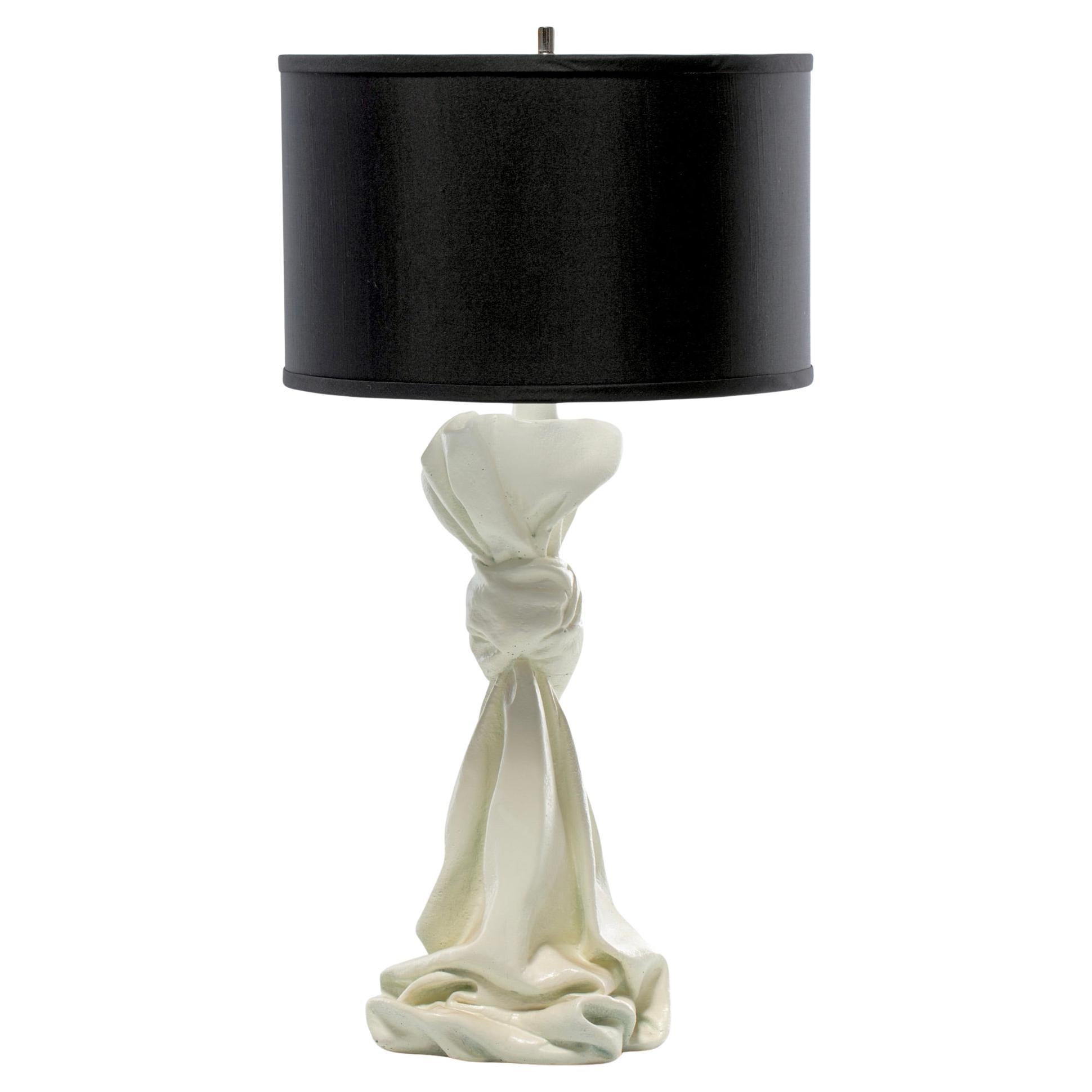Surrealist John Dickinson Style Plaster Draped Knotted Fabric Lamp c. 1970s
