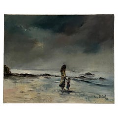 Surrealist Landscape Oil on Canvas by Serge Doceul, 1988, “Complicity”