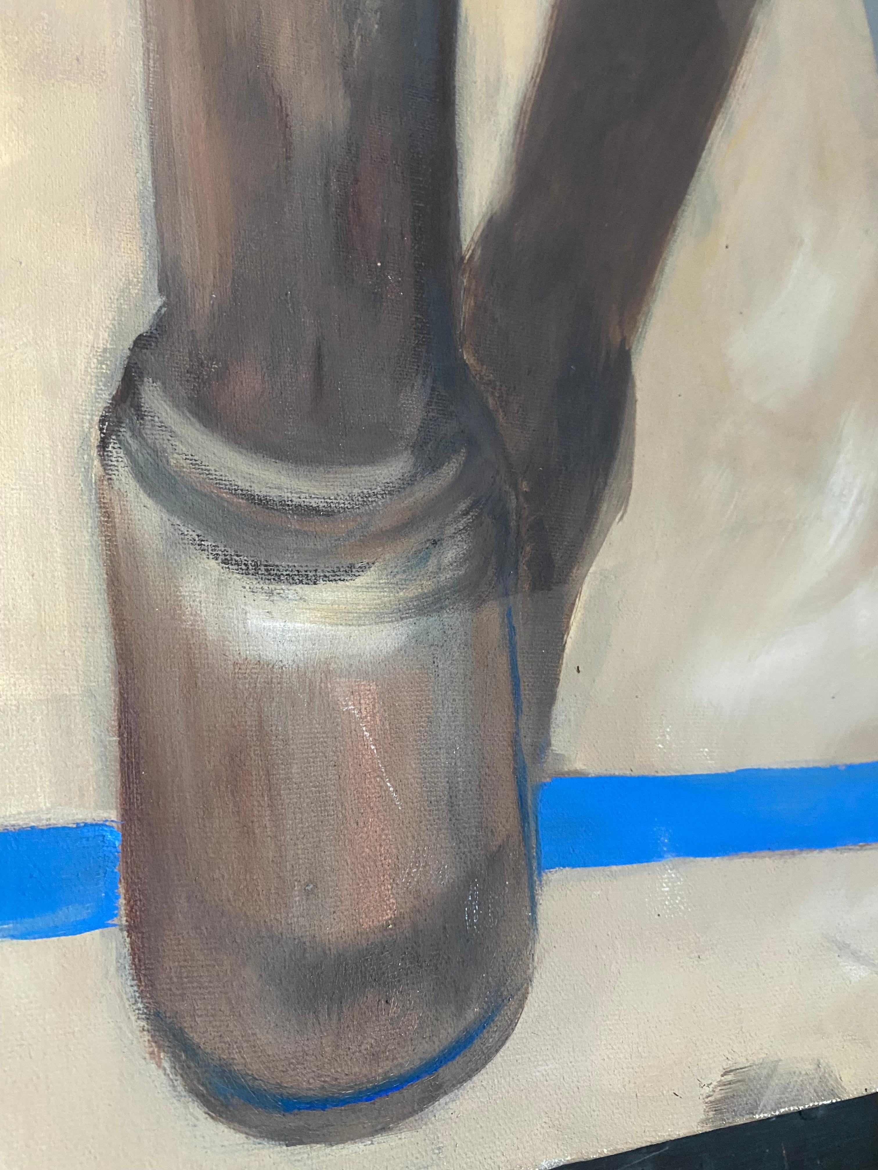 Surrealistisches Originalgemälde, Öl auf Leinwand, Ölgemälde mit Möbelbein im Angebot 8