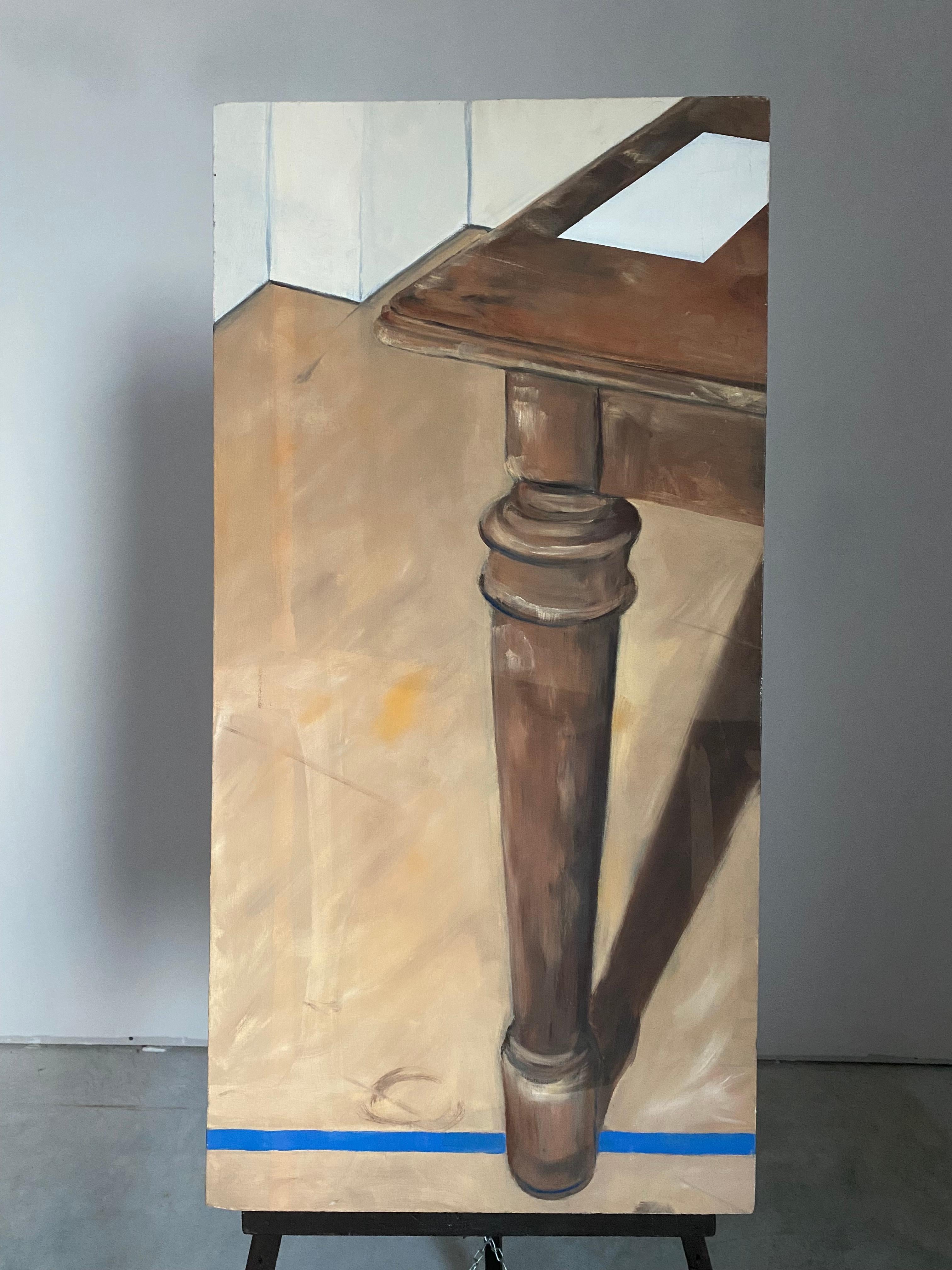 Surrealistisches Originalgemälde, Öl auf Leinwand, Ölgemälde mit Möbelbein (20. Jahrhundert) im Angebot