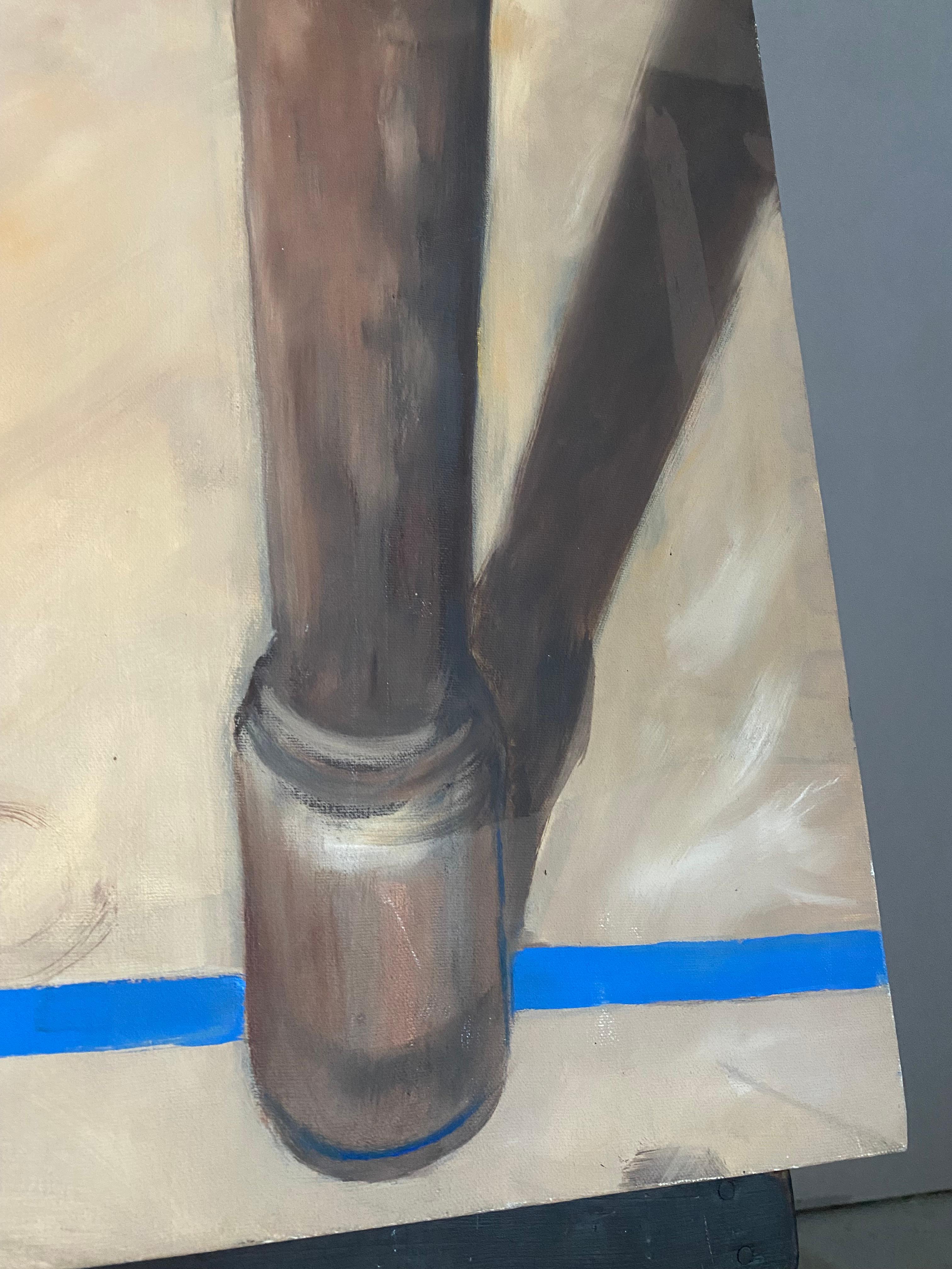 Surrealistisches Originalgemälde, Öl auf Leinwand, Ölgemälde mit Möbelbein im Angebot 7