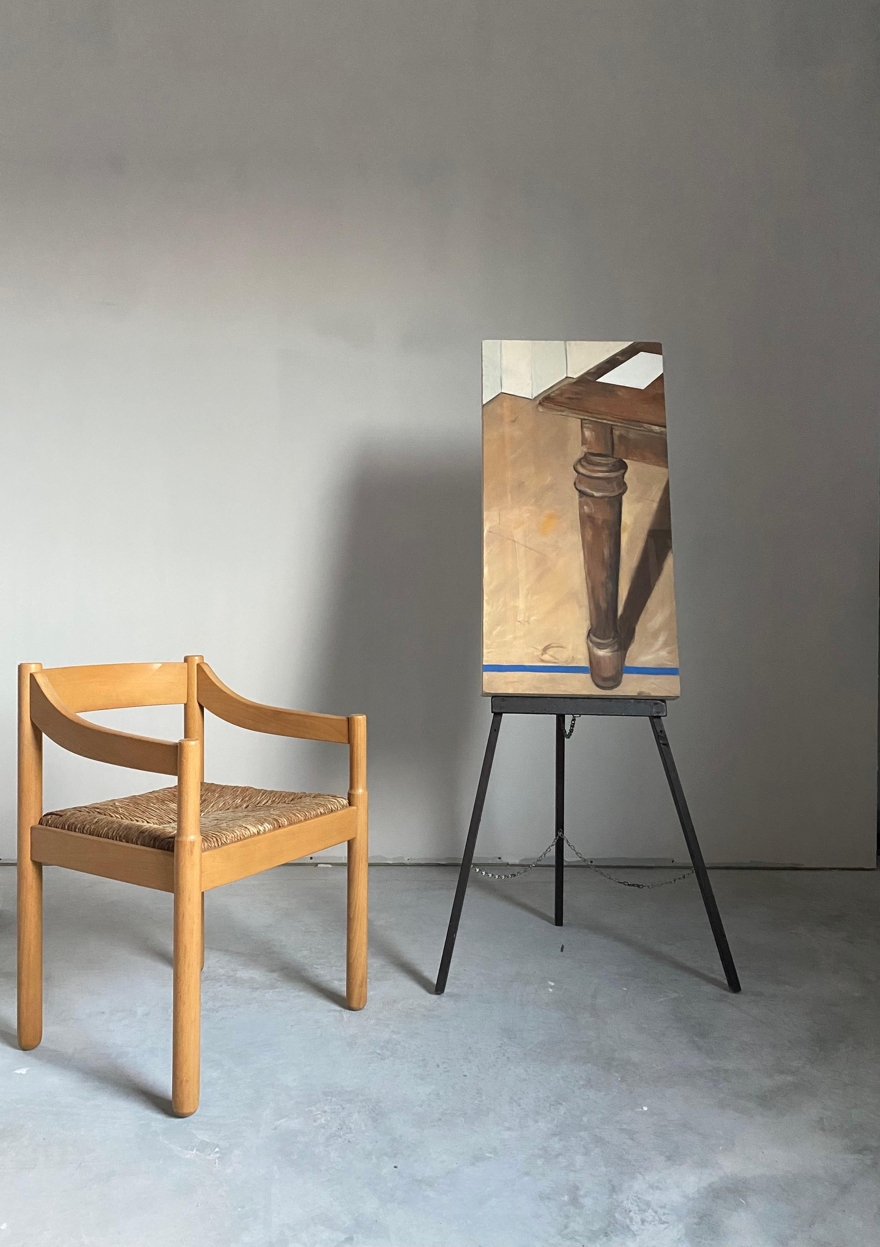 Surrealistisches Originalgemälde, Öl auf Leinwand, Ölgemälde mit Möbelbein (Bauhaus) im Angebot