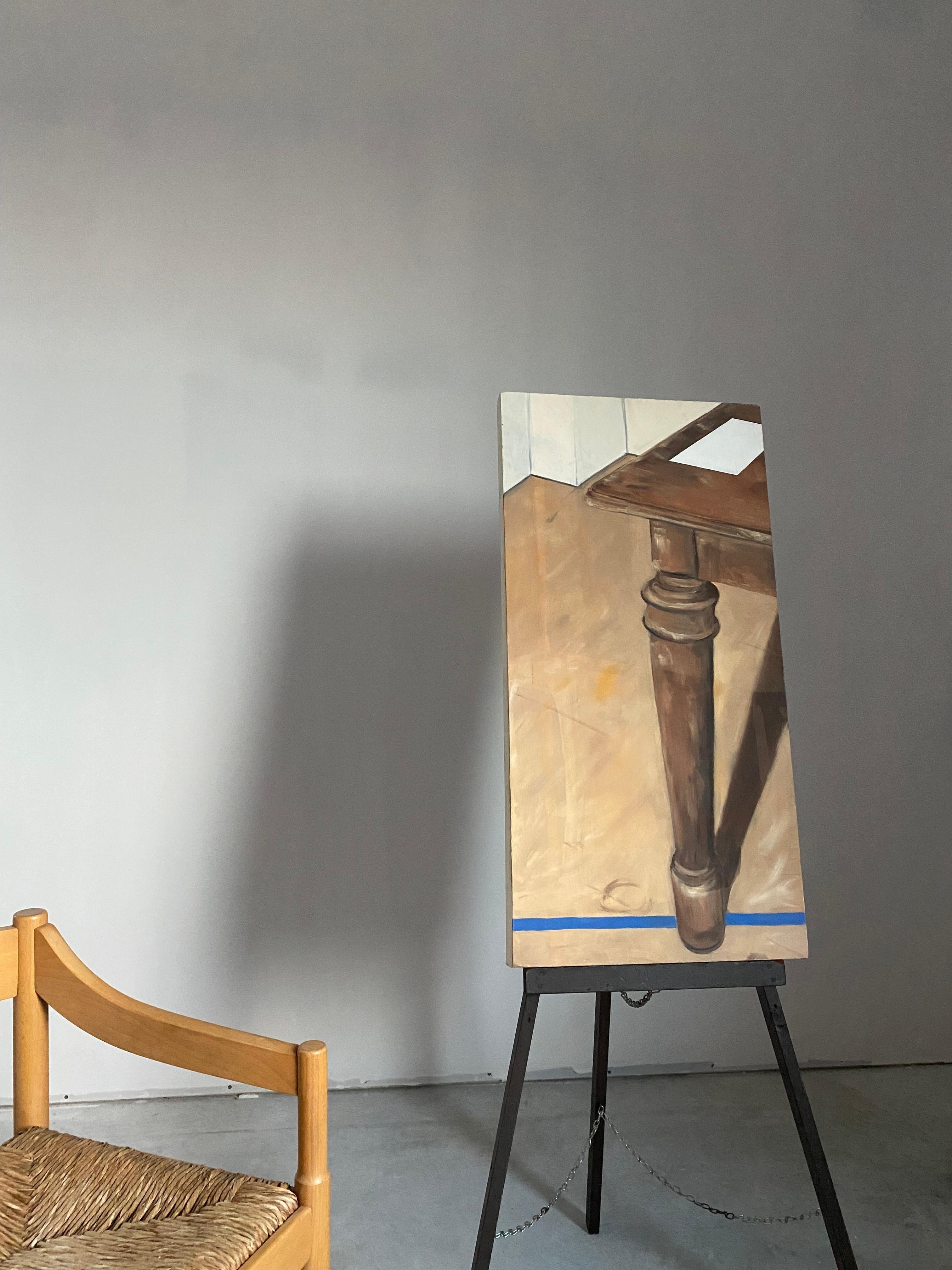 Surrealistisches Originalgemälde, Öl auf Leinwand, Ölgemälde mit Möbelbein (Handbemalt) im Angebot