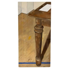 Olio surrealista su tela Pittura originale di gamba di mobile