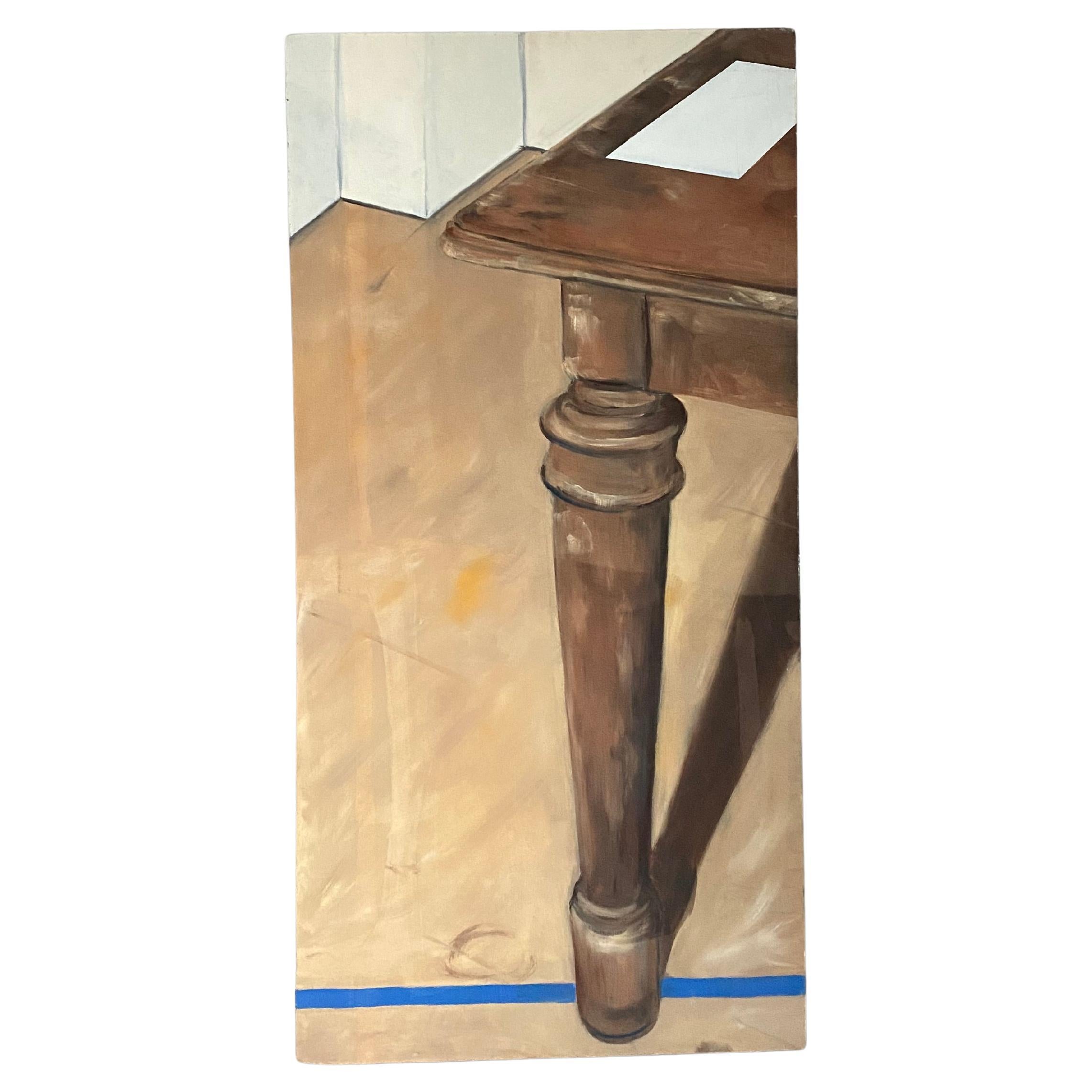 Surrealistisches Originalgemälde, Öl auf Leinwand, Ölgemälde mit Möbelbein im Angebot