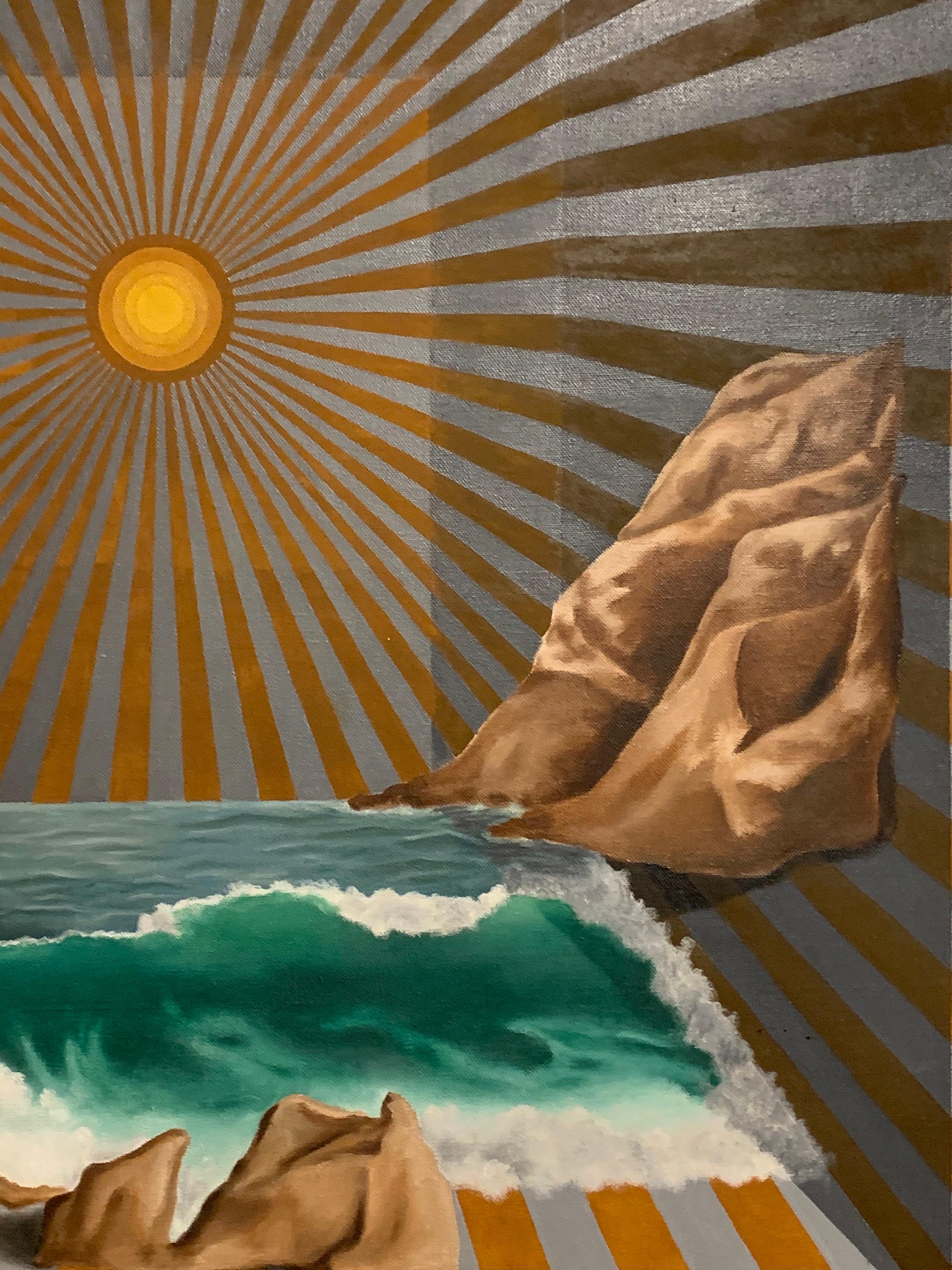 Pintura surrealista al óleo sobre lienzo de Xavier Esqueda 'n. 1943' Posmoderno