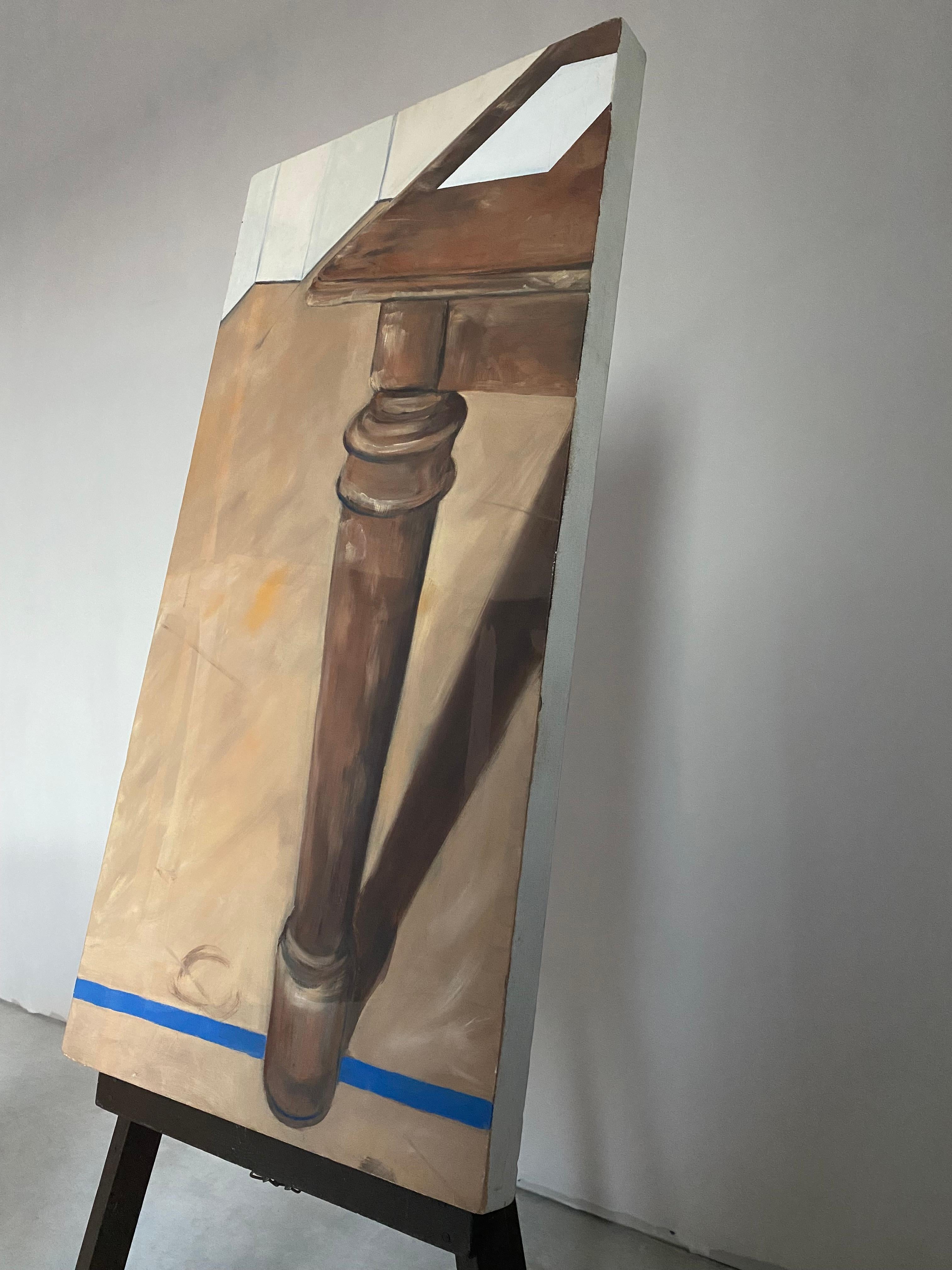 Surrealistisches Originalgemälde, Öl auf Leinwand, Ölgemälde mit Möbelbein im Zustand „Gut“ im Angebot in Round Top, TX