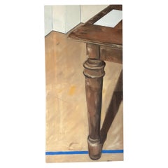 Used Surrealist Oil on Canvas Painting of Furniture Leg