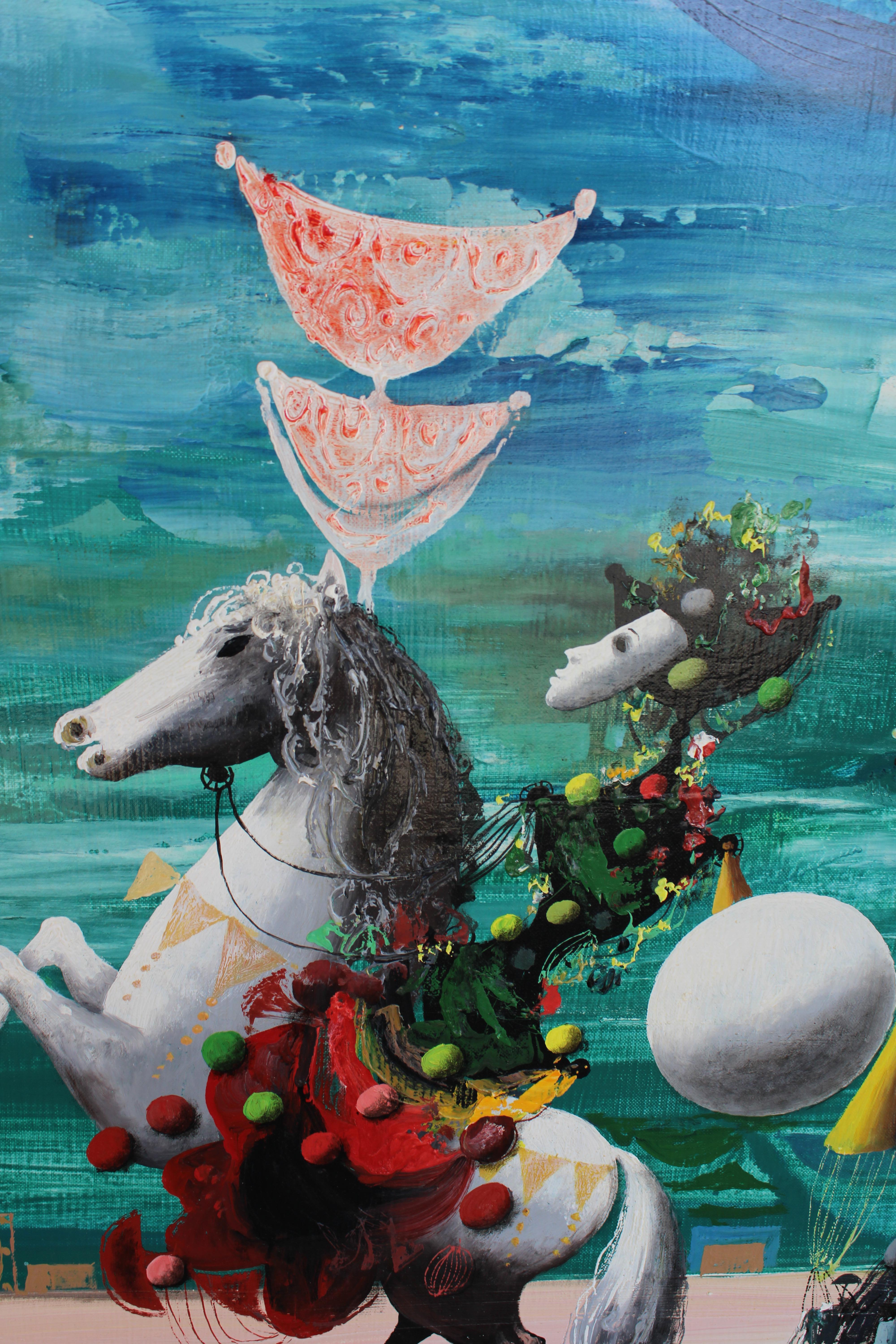 Óleo surrealista de Jean Calogero (1922 - 2001), Carnaval en Venecia en venta 2