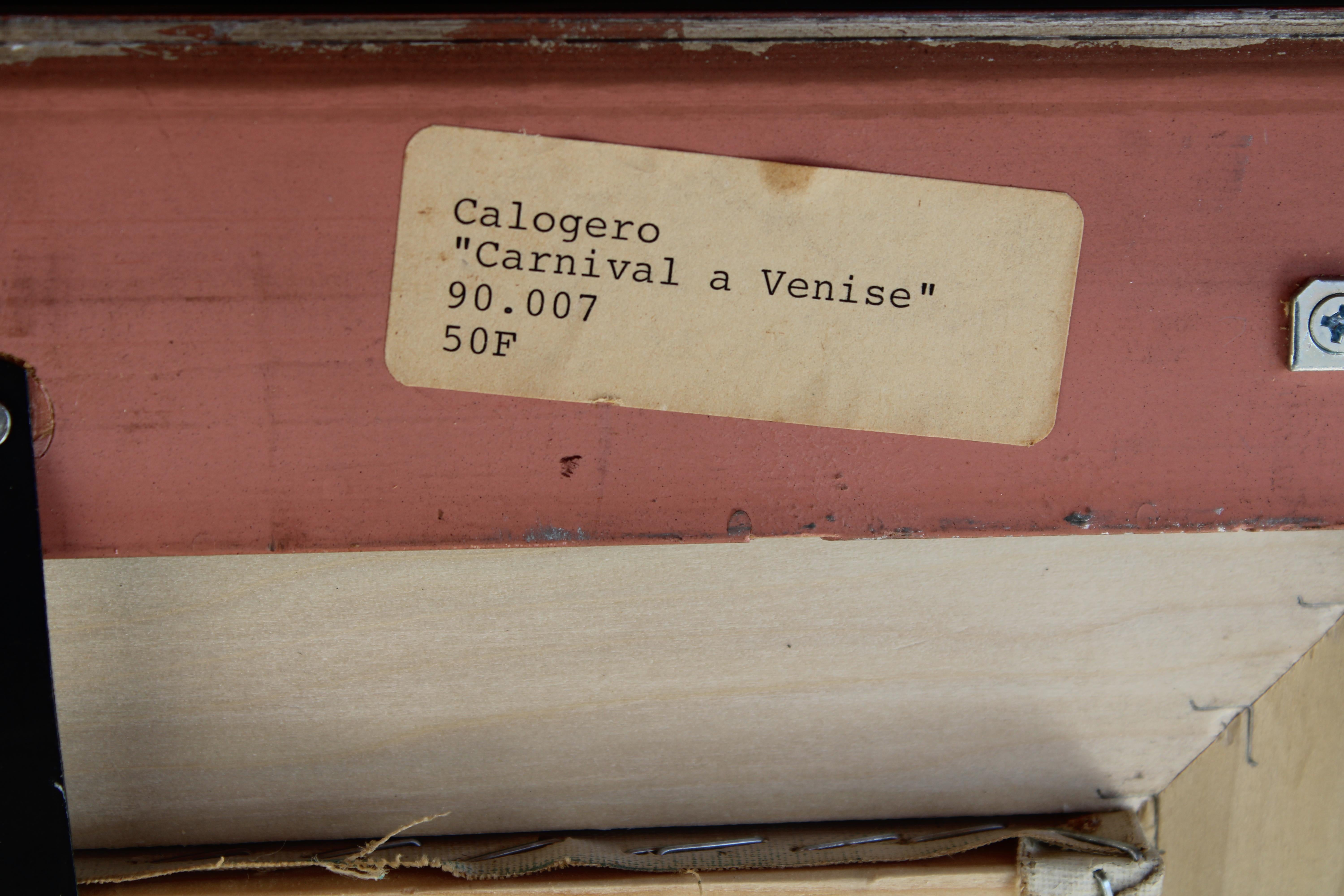 Óleo surrealista de Jean Calogero (1922 - 2001), Carnaval en Venecia en venta 7