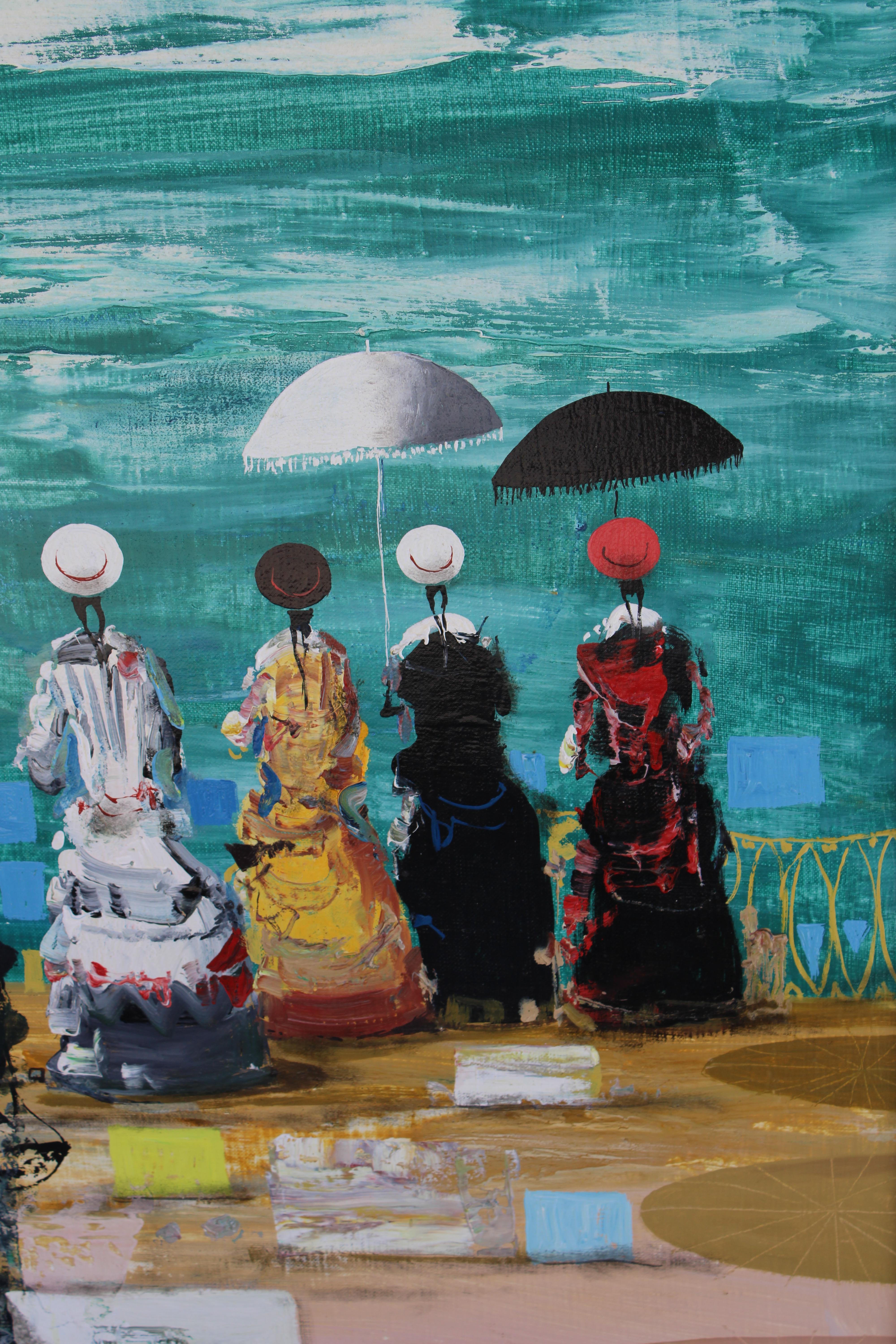 Óleo surrealista de Jean Calogero (1922 - 2001), Carnaval en Venecia Lienzo en venta