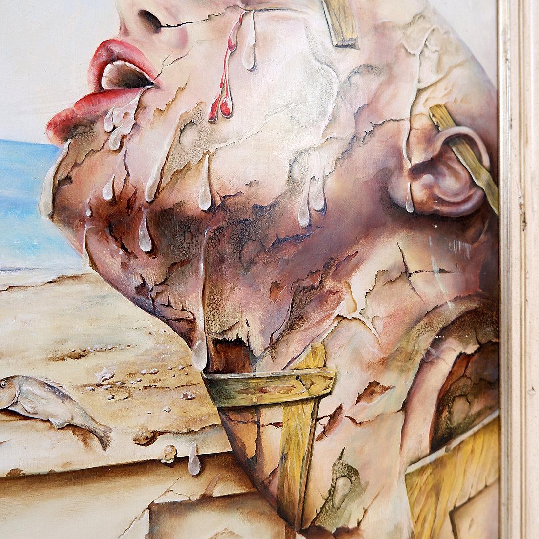 Surrealist oil painting on panel by Joseph Laureys (1944-2020) in vendita 1
