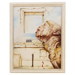 Surrealist oil painting on panel by Joseph Laureys (1944-2020)