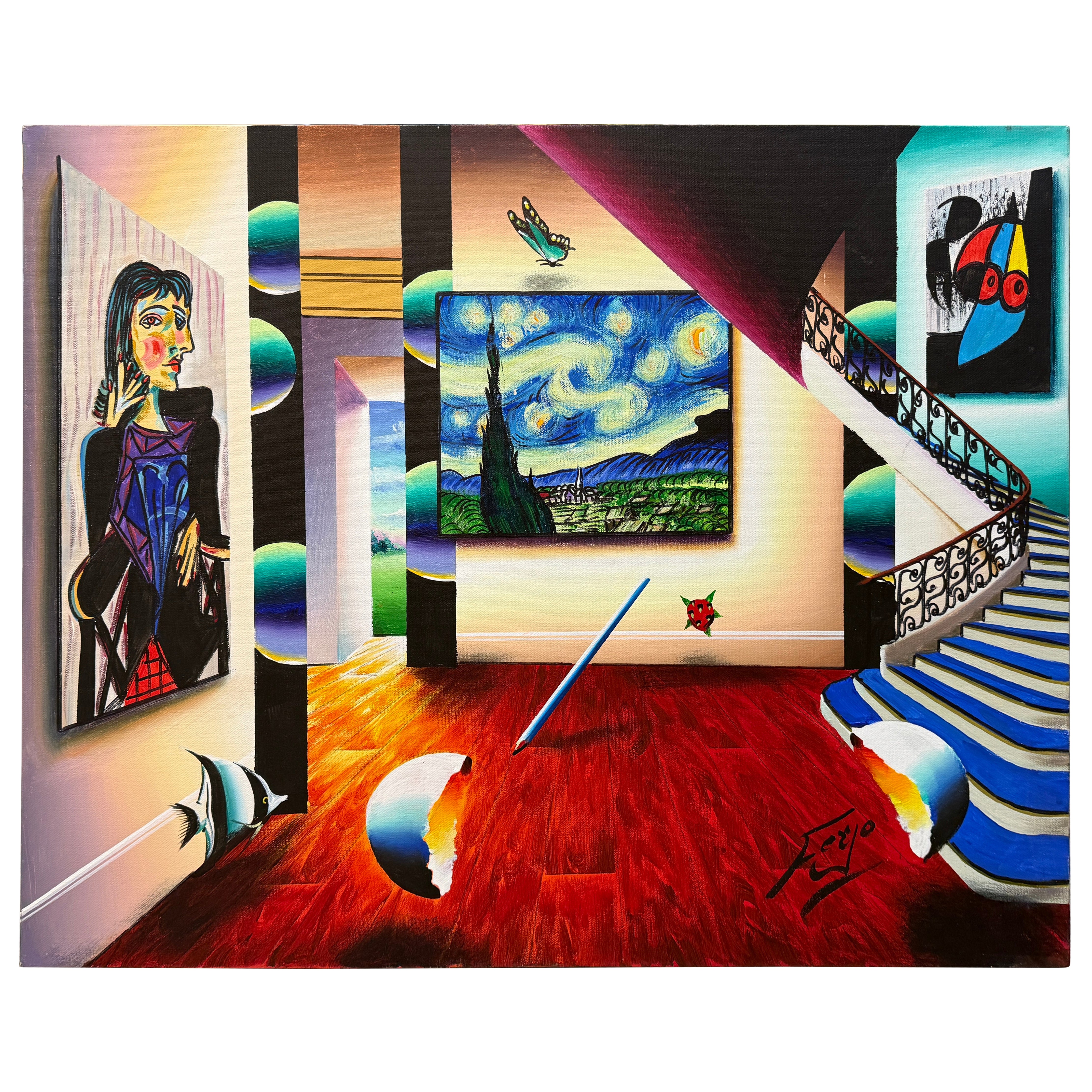Surrealist Painting by Noted Artist Ferjo
