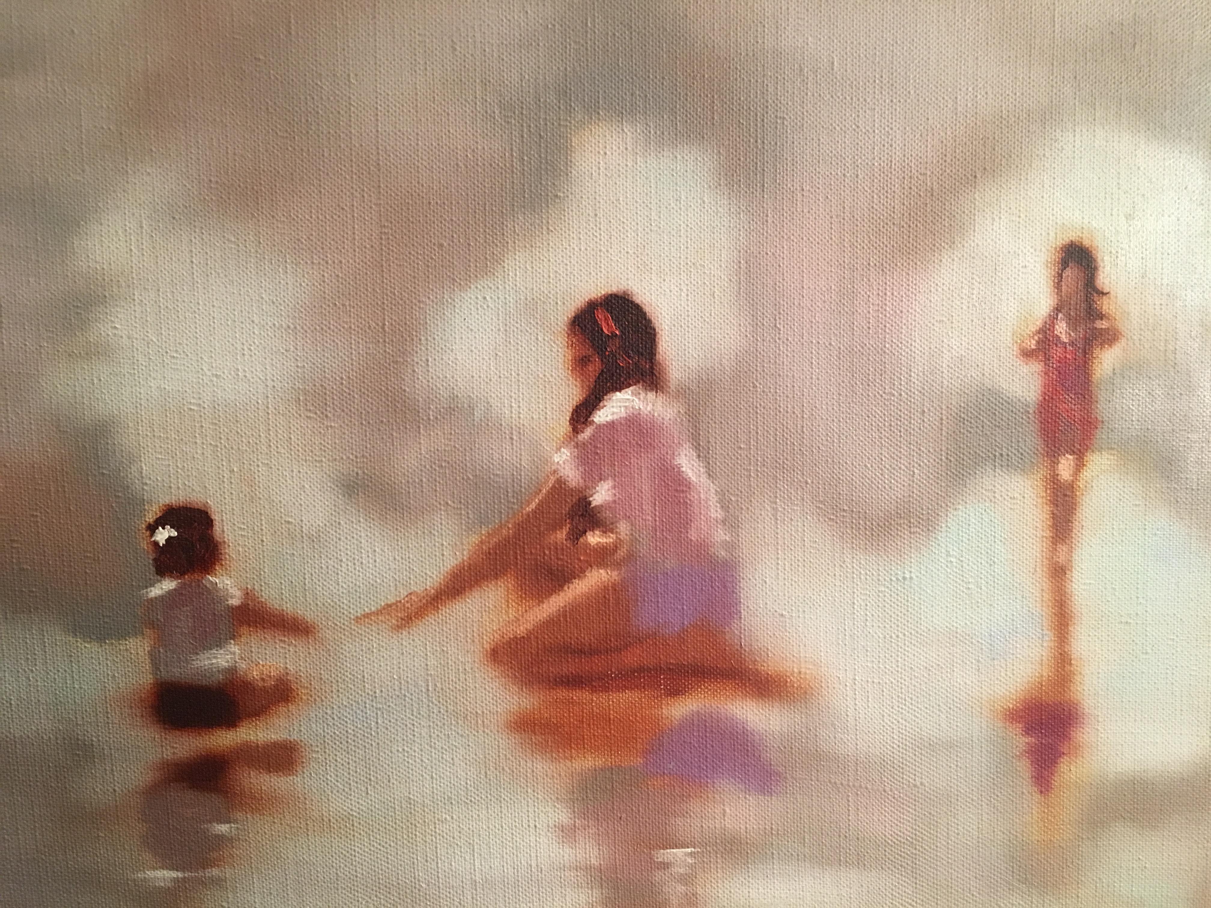 Peinture surréaliste de femmes à la côte par A. M. Torino en vente 2