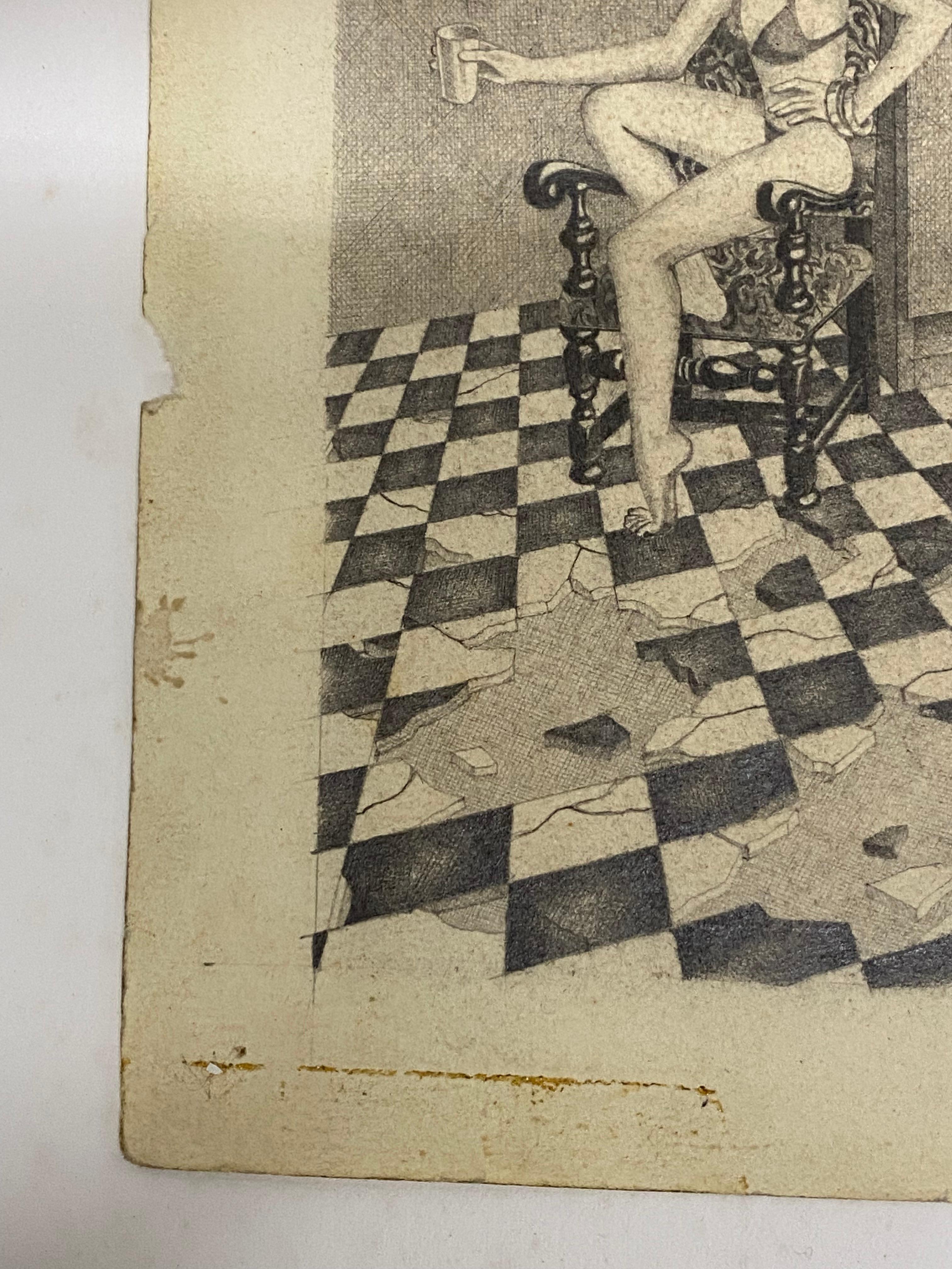 Surrealistische Federzeichnung Hommage an M.C. Escher von Petru Vintila  im Angebot 13