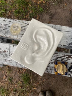 Surrealist Porcelain Ear Sculpture, Mid-Century Modern, Circa 1980s