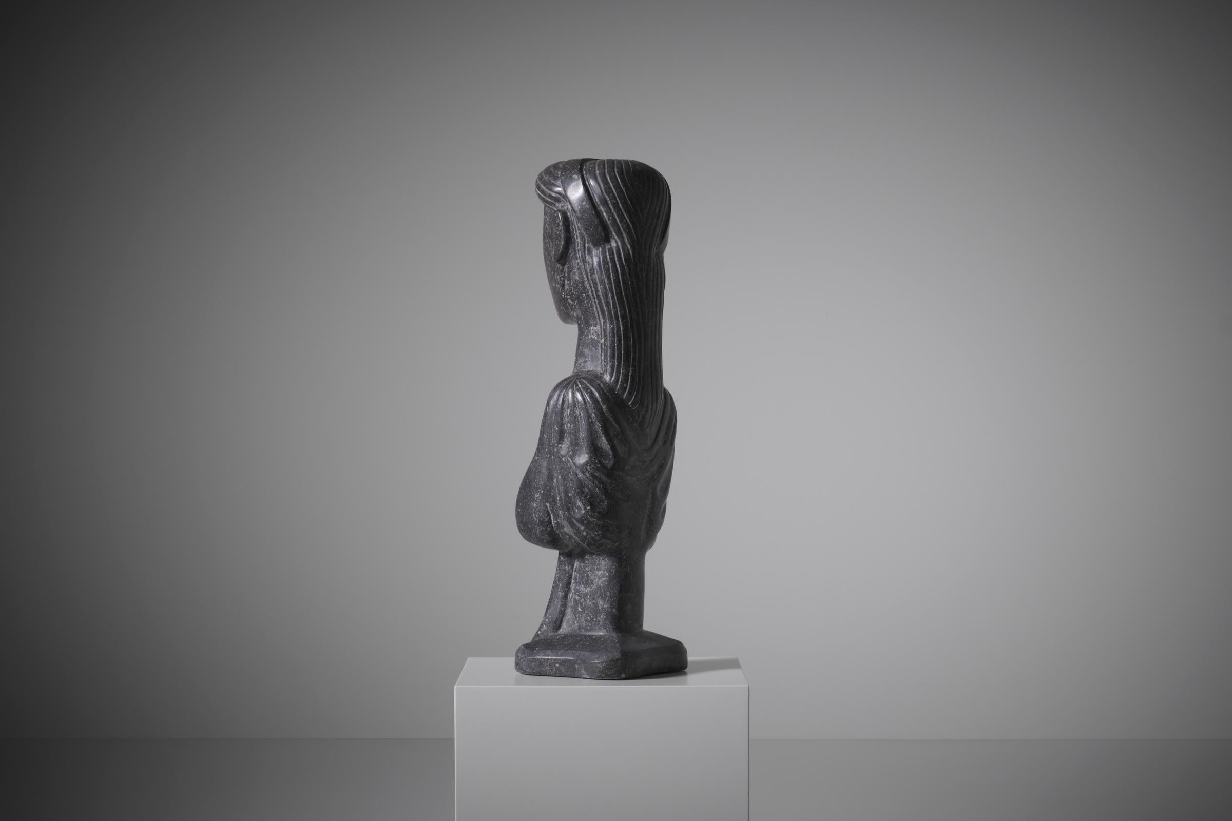Mid-20th Century Surrealist Sculpture in Black Marble, France, 1940s