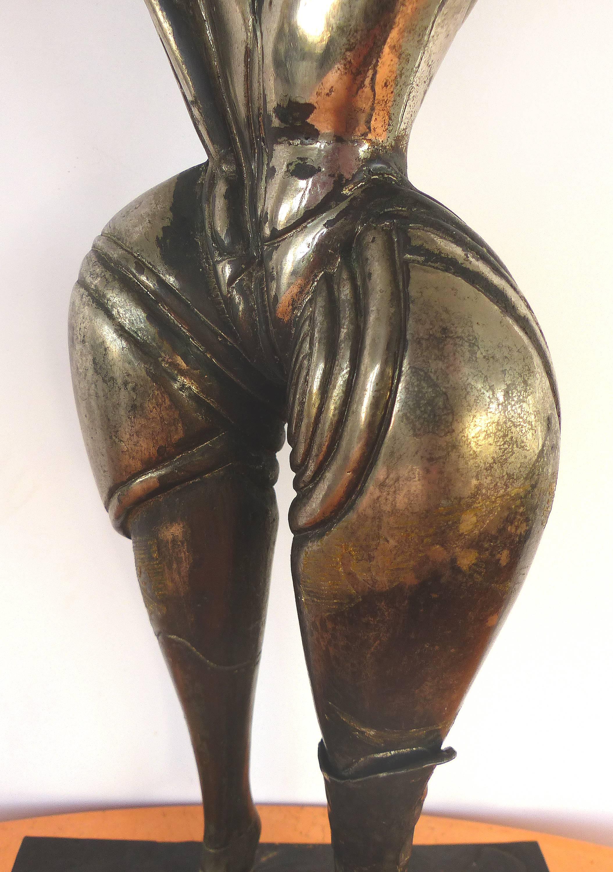 Surrealist Silvered Bronze Figurative Sculpture 2