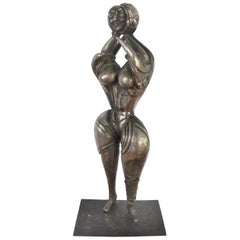 Surrealist Silvered Bronze Figurative Sculpture