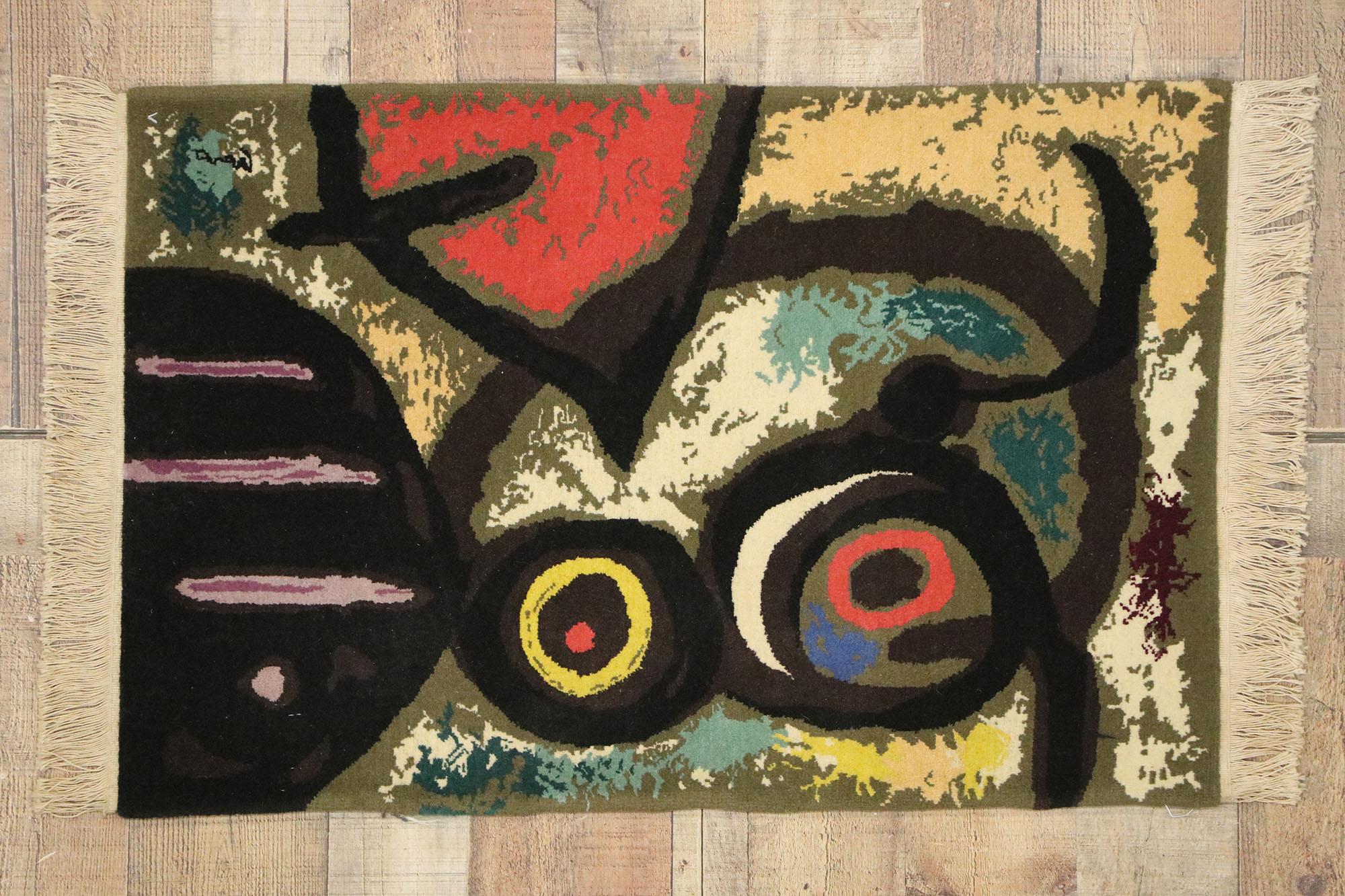 Surrealist Style Tapestry after Joan Miro's 'Femme Et Oiseaux' Woman and Birds In Good Condition For Sale In Dallas, TX