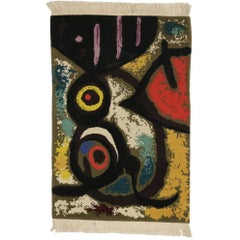 Vintage Surrealist Style Tapestry after Joan Miro's 'Femme Et Oiseaux' Woman and Birds