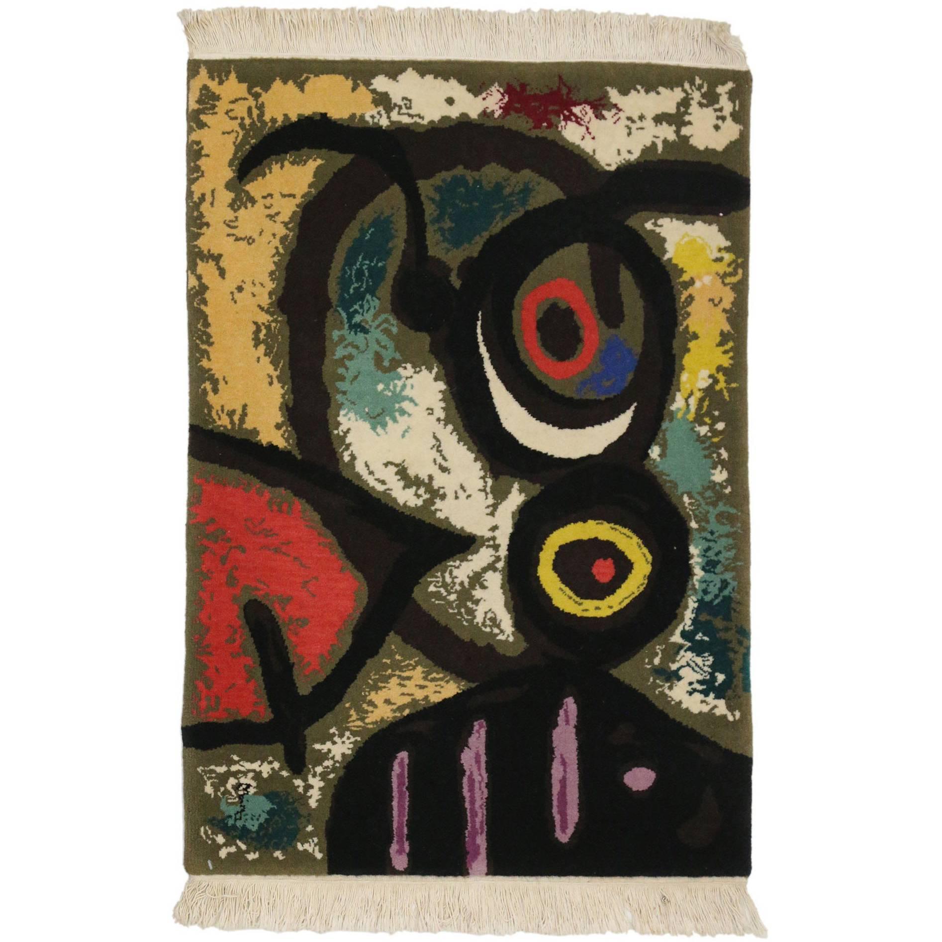 Surrealist Tapestry after Inspired by Miro's 'Femme Et Oiseaux' Woman and Birds For Sale
