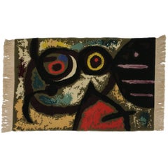 Late 20th Century Surrealist Carpet Inspired by Joan Miró, Femme Et Oiseaux