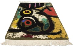 Surrealist Style Tapestry after Miro's 'Femme et Oiseaux' Woman and Birds
